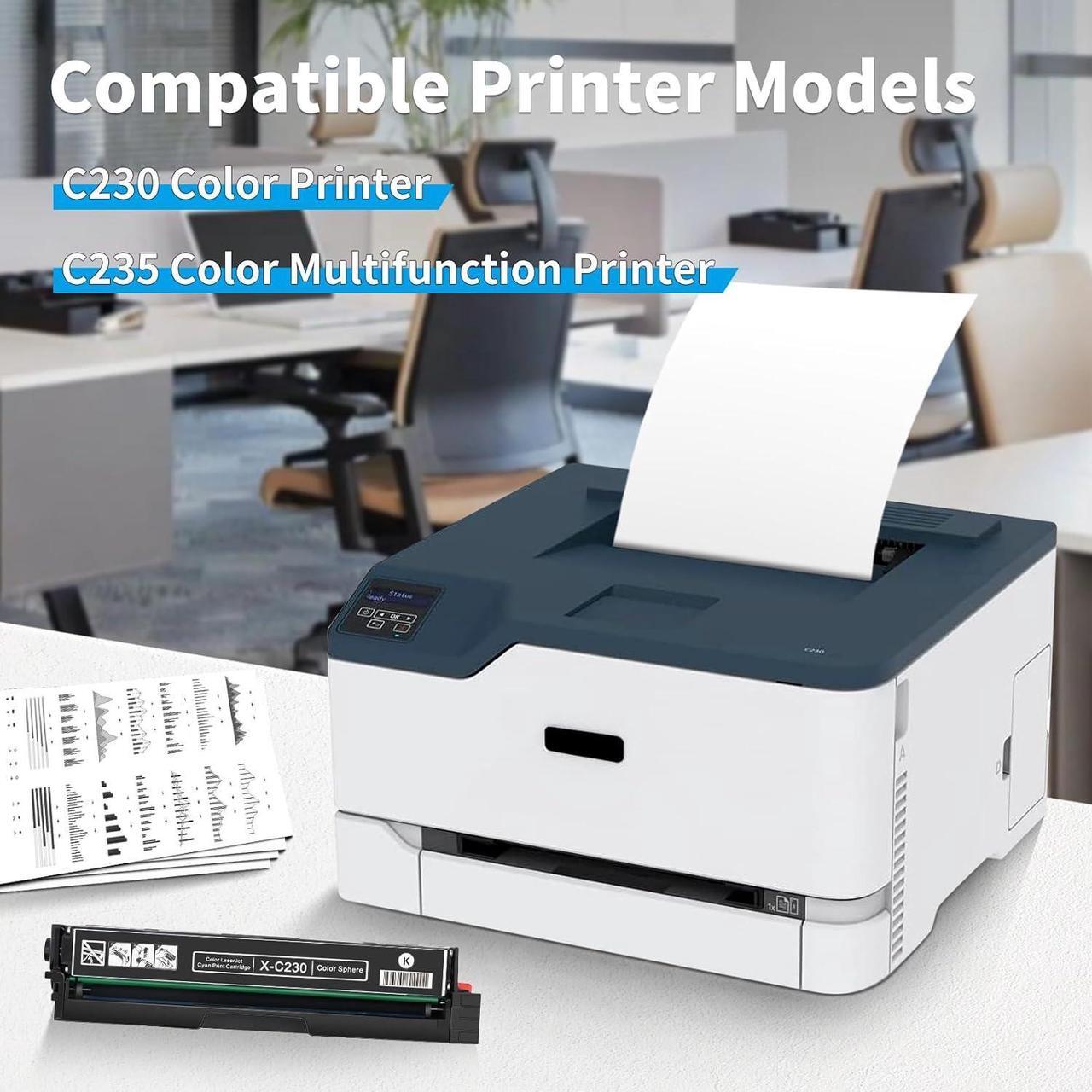 Alt view image 2 of 5 - Black for Xerox C230/C235 Toner Cartridge Replacement High Capacity 5500 Pages C230 C235 Printer 006R04383 (1 Pack )