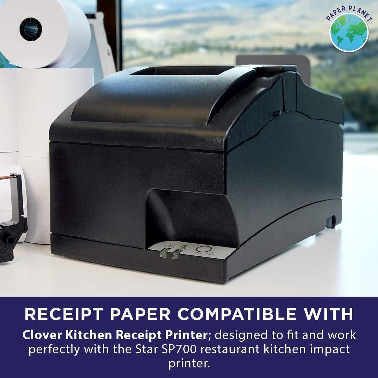 Alt view image 3 of 7 - Kitchen Printer Paper for Clover Kitchen Receipt Printer (Star SP700 Ink Printer) by Paper Planet | Credit Card Receipt Paper for Star SP700 Printer | 1-Ply Bond Paper | 20 Rolls with 1 Ribbon