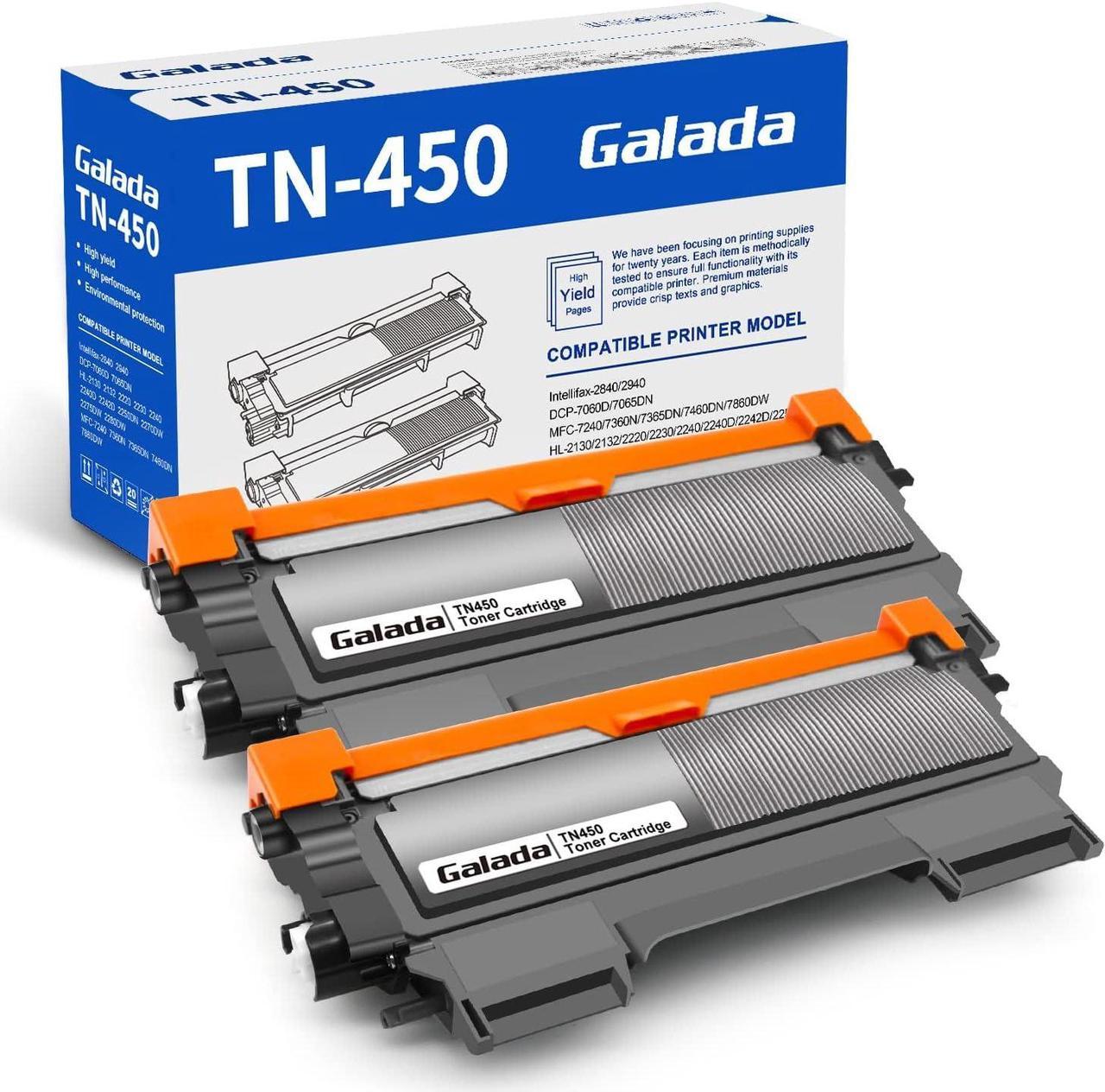 Galada Compatible Toner Cartridge Replacement for Brother TN450 TN420 TN-450 TN-420 for DCP-7060D DCP-7065DN HL-2230 HL-2240 HL-2270DW HL-2280DW Intellifax 2840 2940 MFC-7360N MFC-7860DW 2 Pack