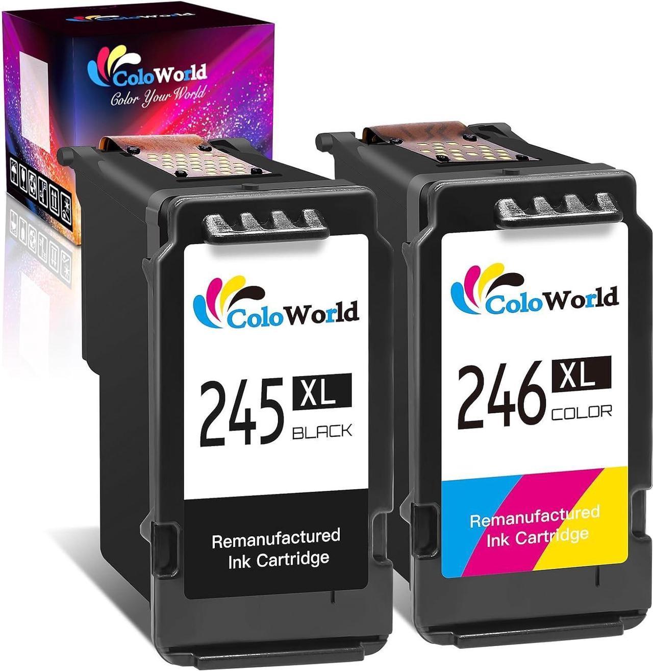 ColoWorld Remanufactured Ink Cartridge Replacement for Canon PG-245XL CL-246XL PG-243 CL-244 for Pixma MX492 MX490 TR4520 MG2522 MG2922 MG2520 MG2920 MG3022 iP2820 TS202 Printer (1 Black 1 Color)