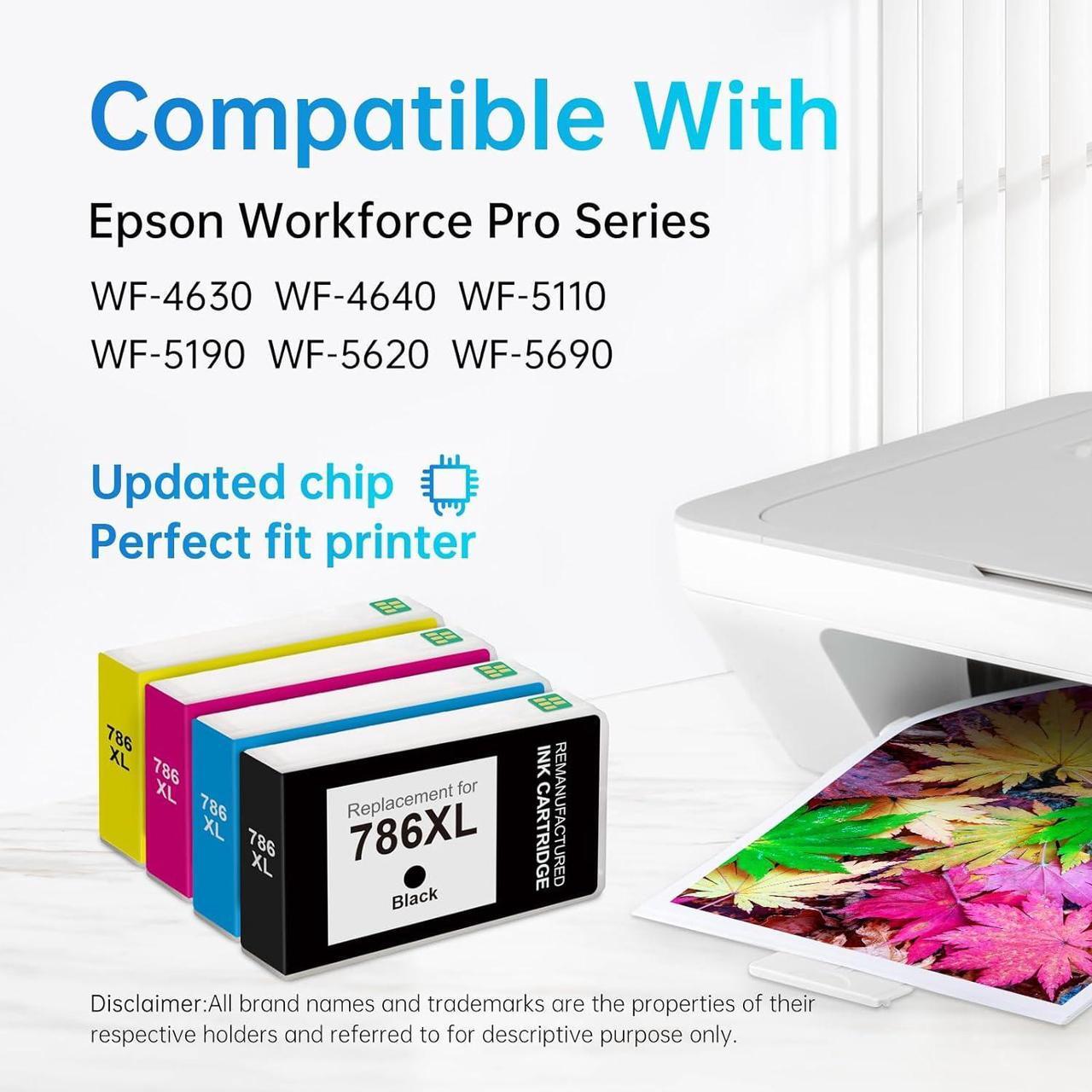 Alt view image 3 of 6 - LEMERO Remanufactured Ink Cartridges Replacement  786XL 786 for Workforce Pro WF-4630 WF-5690 WF-5190 WF-5620 WF-4640 WF-5110 (Black, Cyan, Magenta, Yellow, 4-Pack)