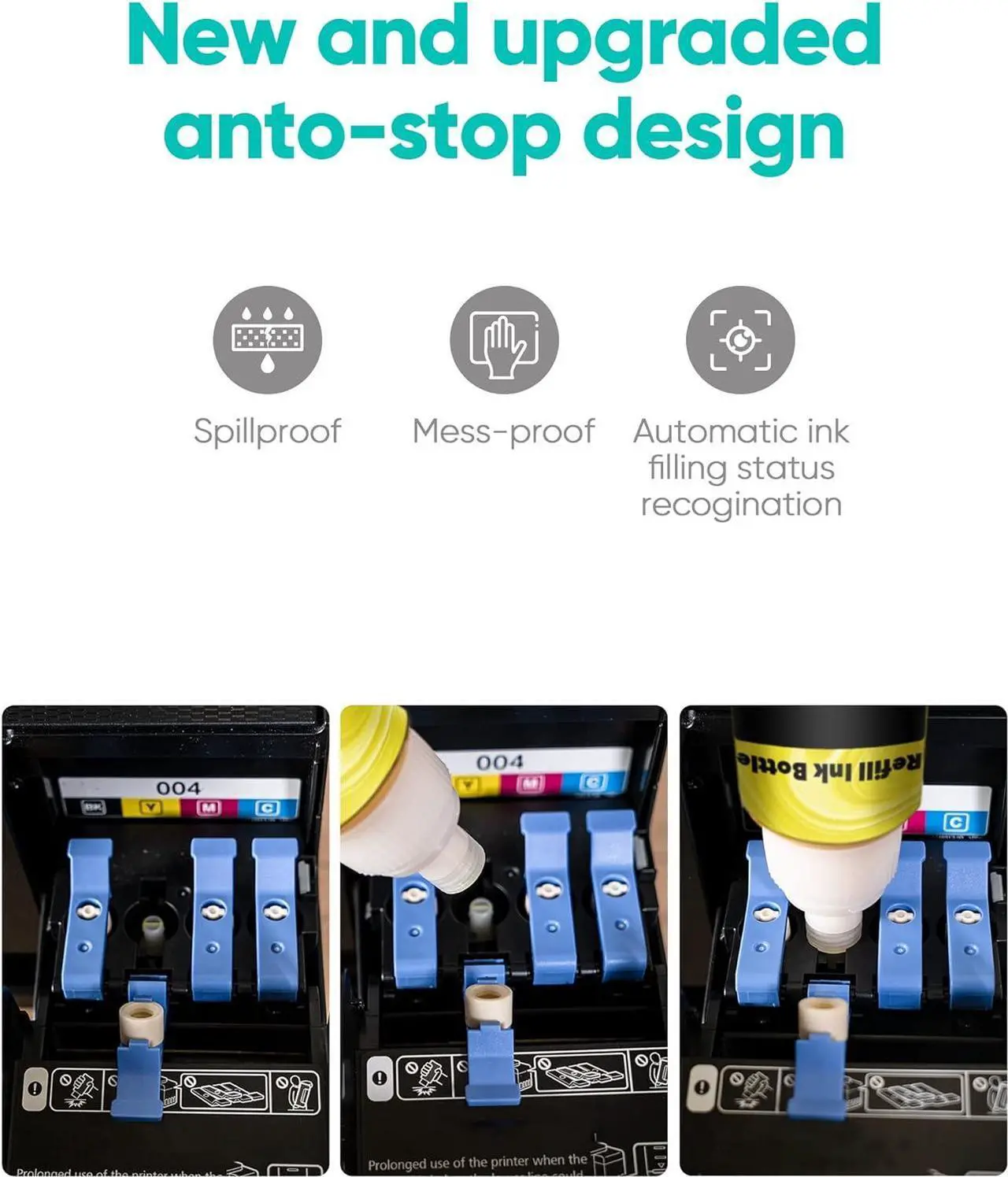 Alt view image 4 of 5 - ecodot Compatible High Capacity Refill Ink Bottles Replacement  552 Ink 552 T552920 Bottle Ink - Multi-Pack Work for ET-8550 ET-8500 Printer (6-Pack)
