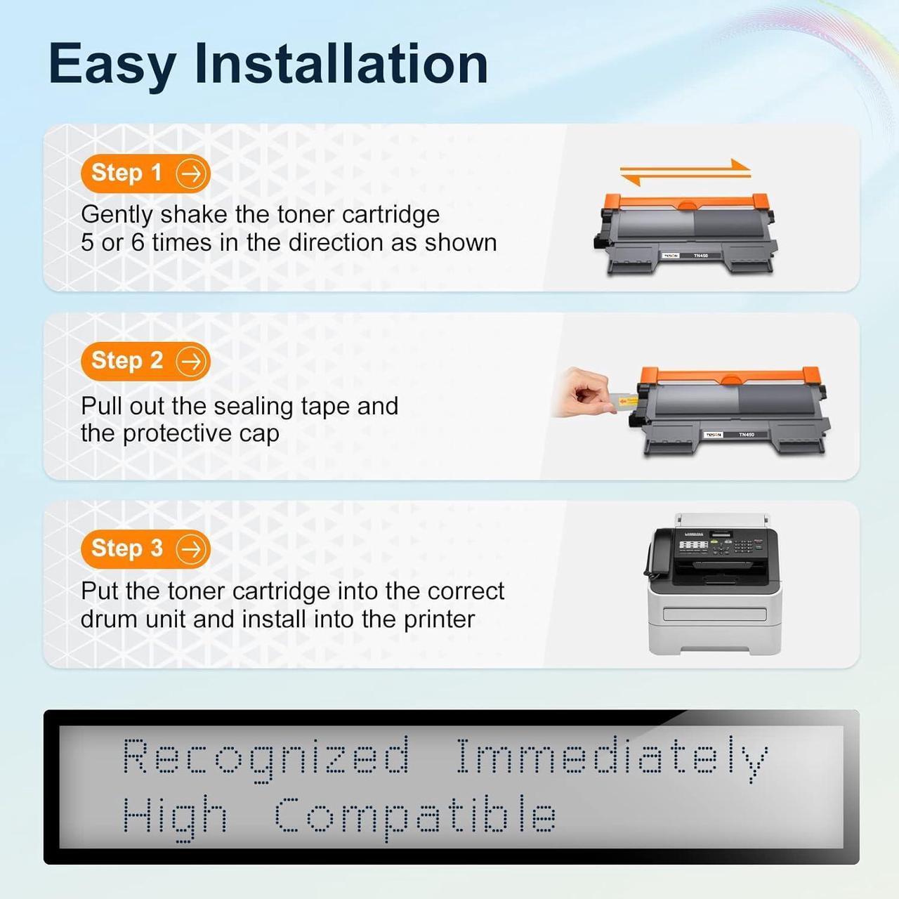 Alt view image 3 of 7 - TESEN TN450 TN420 Compatible Toner Cartridge Replacement  TN450 TN420 Black Toner Cartridge Use for HL-2270DW HL-2240 HL-2280DW MFC-7360N DCP-7065DN MFC-7240 IntelliFax-2840 4-Pack