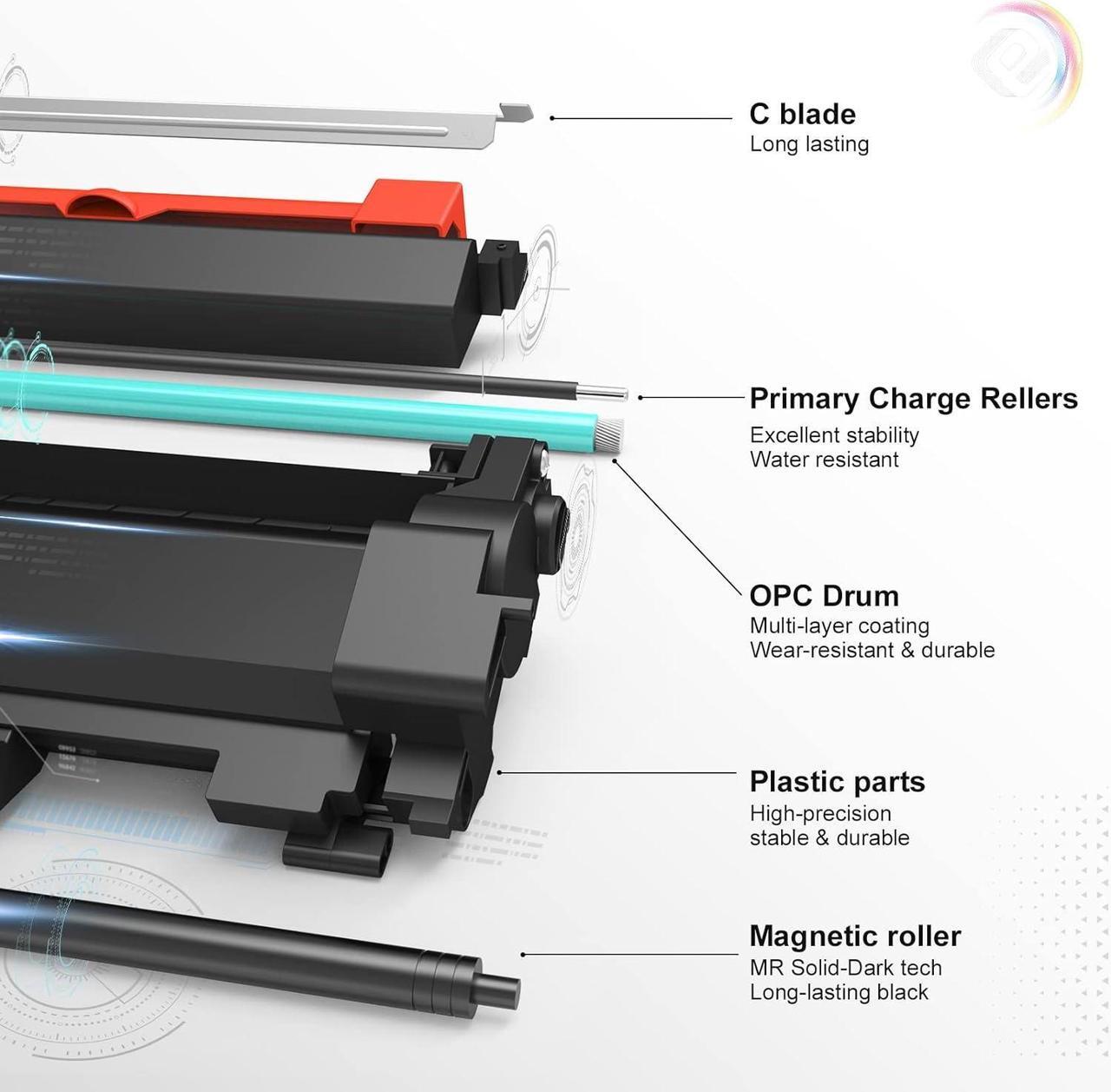 Alt view image 7 of 7 - TESEN TN450 TN420 Compatible Toner Cartridge Replacement  TN450 TN420 Black Toner Cartridge Use for HL-2270DW HL-2240 HL-2280DW MFC-7360N DCP-7065DN MFC-7240 IntelliFax-2840 4-Pack
