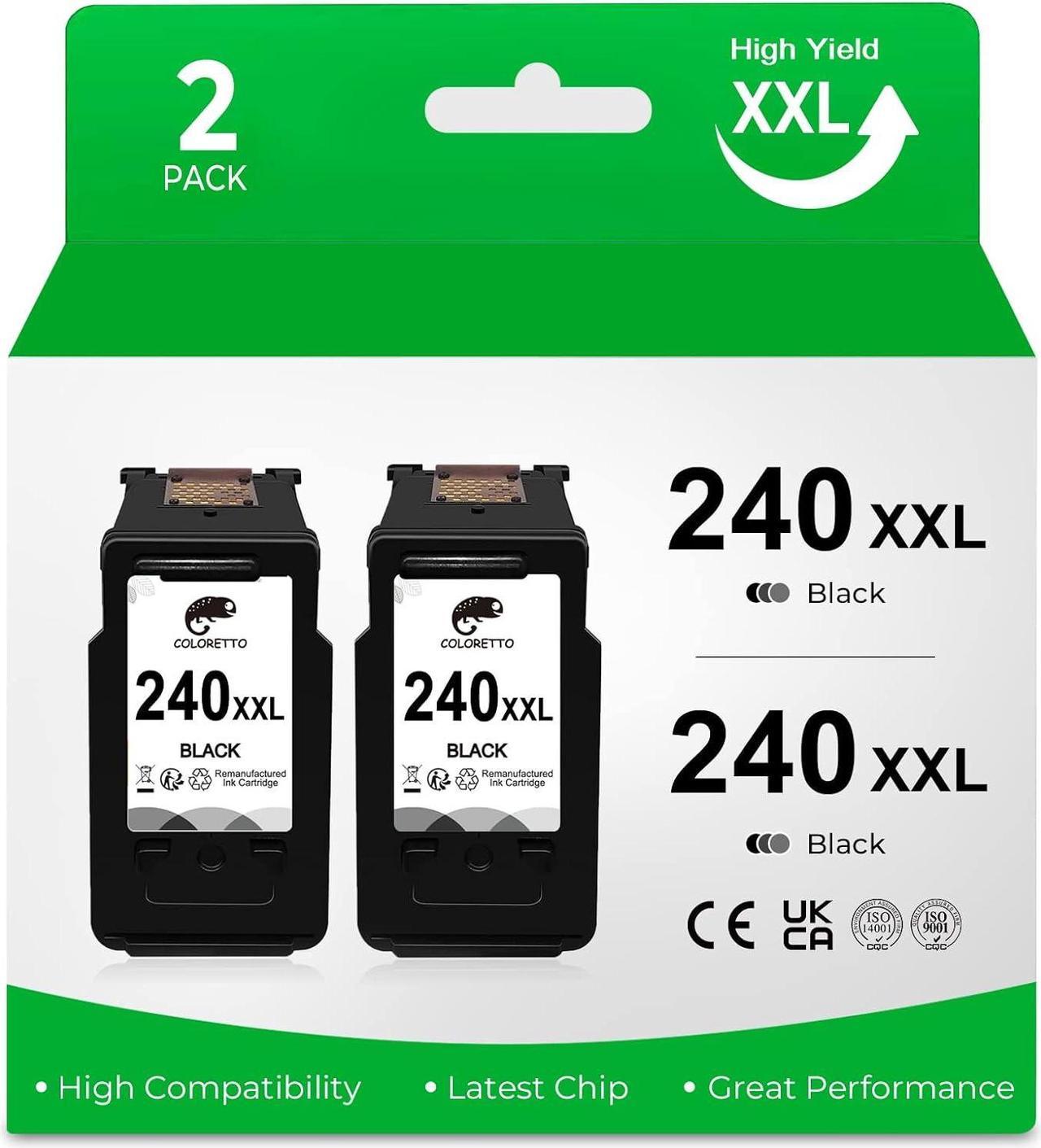 COLORETTO 240 XXL Pg-240XXL Ink Cartridge Compatible with Canon PixmaMX532 MX532X MX472 MX470 MX452 MX432 MG4220 MG3620 MG3600 MG3522 MG3520 MG3220 MG3120 MG2220 MG2120 TS5120 Printer 2 Black 2-Pack