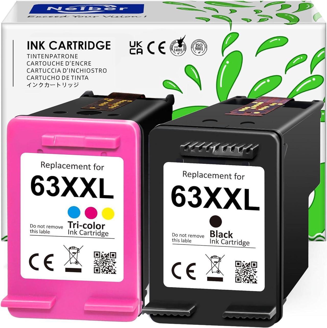 Main image of 63XXL 63XL Ink Cartridge Combo Pack | High Yield  Ink 63 63XL Black/Color Works for Envy 4520 for Officejet 3830 4650 5255 Series Printer