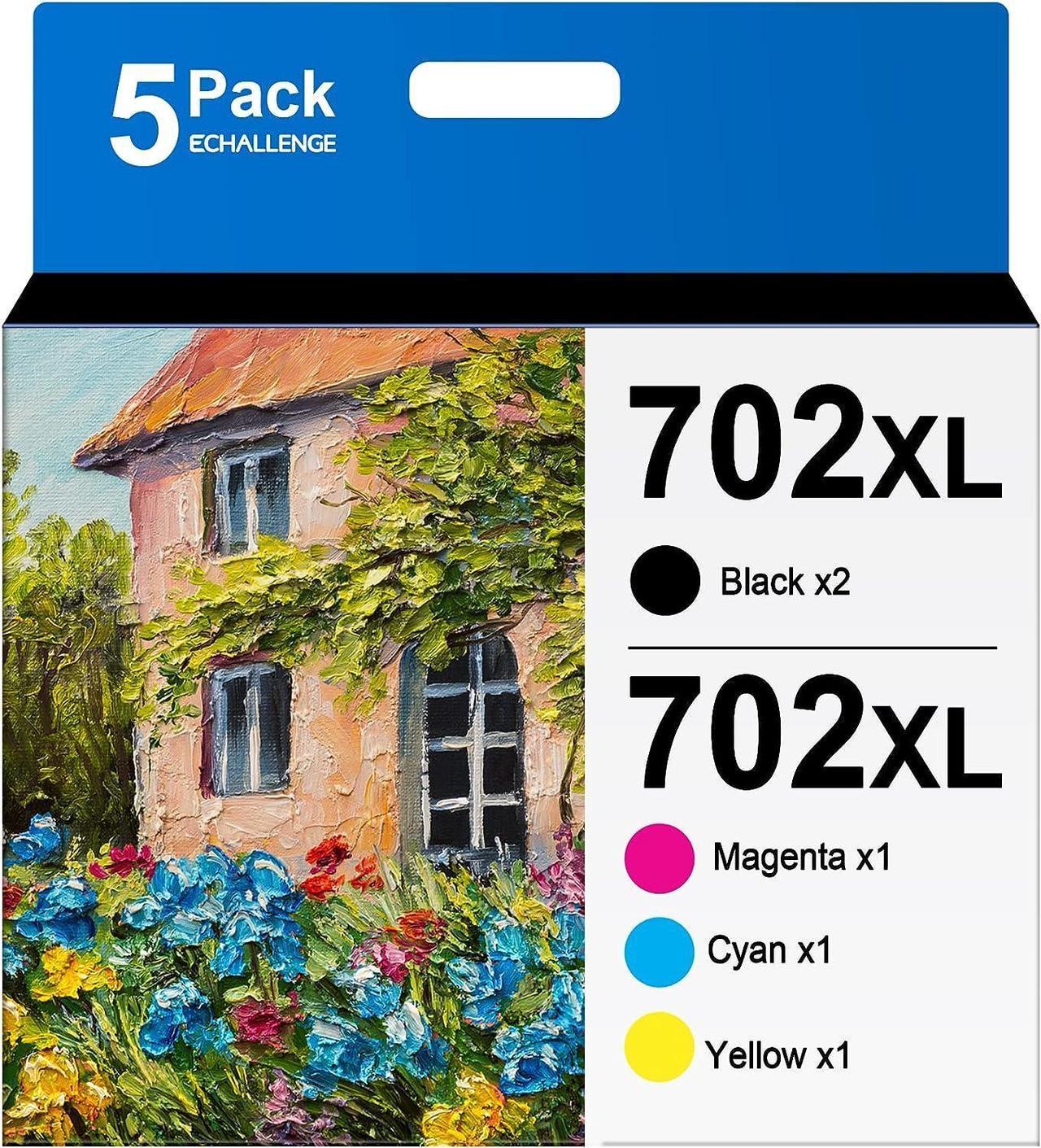 ECHALLENGE Remanufactured Ink Cartridgee Replacement for Epson 702 XL 702XL T702XL to use with Workforce Pro WF-3720 WF-3730 WF-3733 Printer New Upgraded Chips (2 Black, 1 Cyan, 1 Magenta, 1 Yellow)