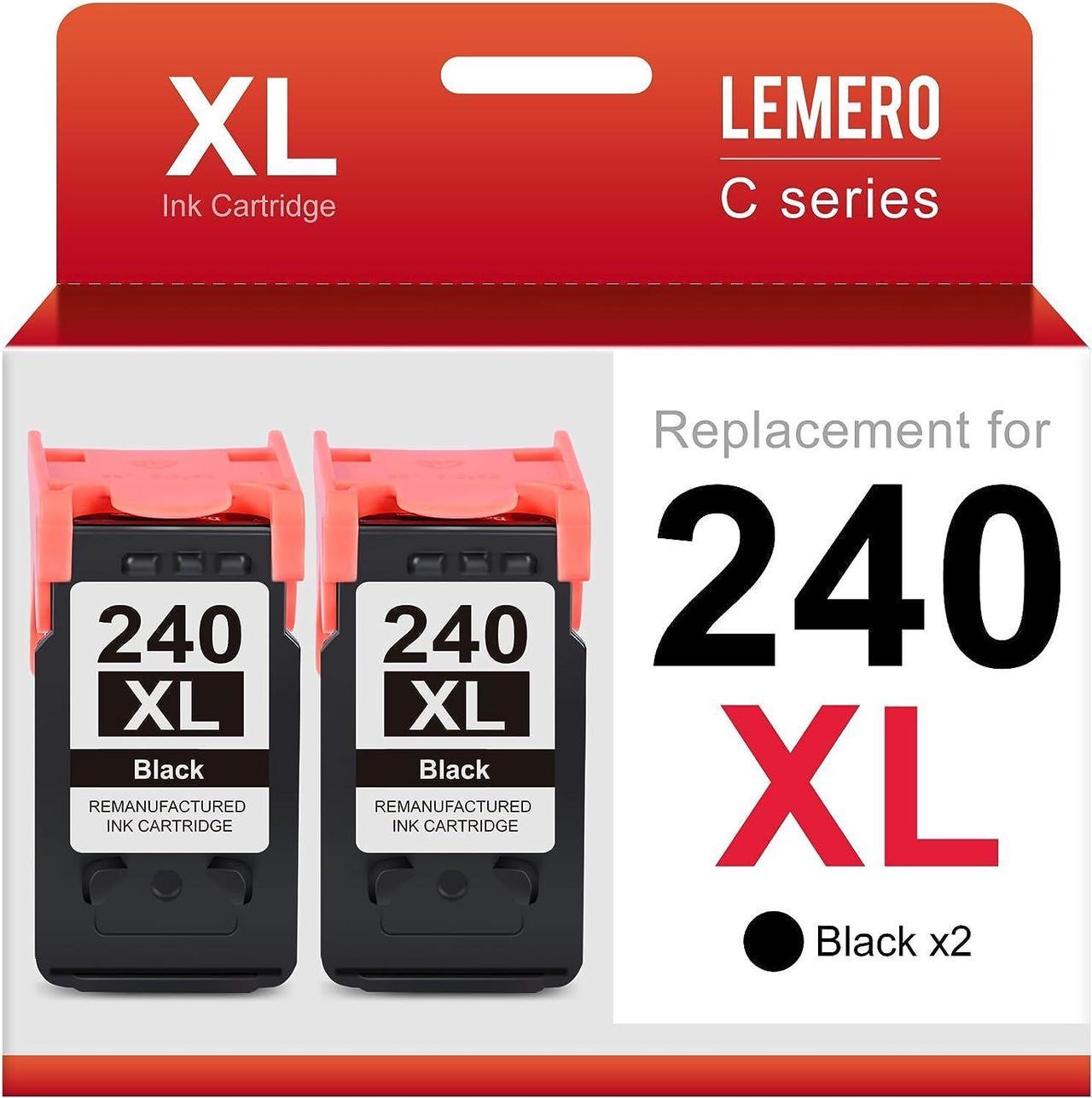 LEMERO Remanufactured Ink Cartridge Replacement for Canon 240XL PG-240XL 240 XL for PIXMA MG3620 MG3520 MG2120 MG322 MG2220 MG3122 MG3120 TS5120 MX532 MX452 MX472 MX432 MX479 MX512 (Black, 2-Pack)