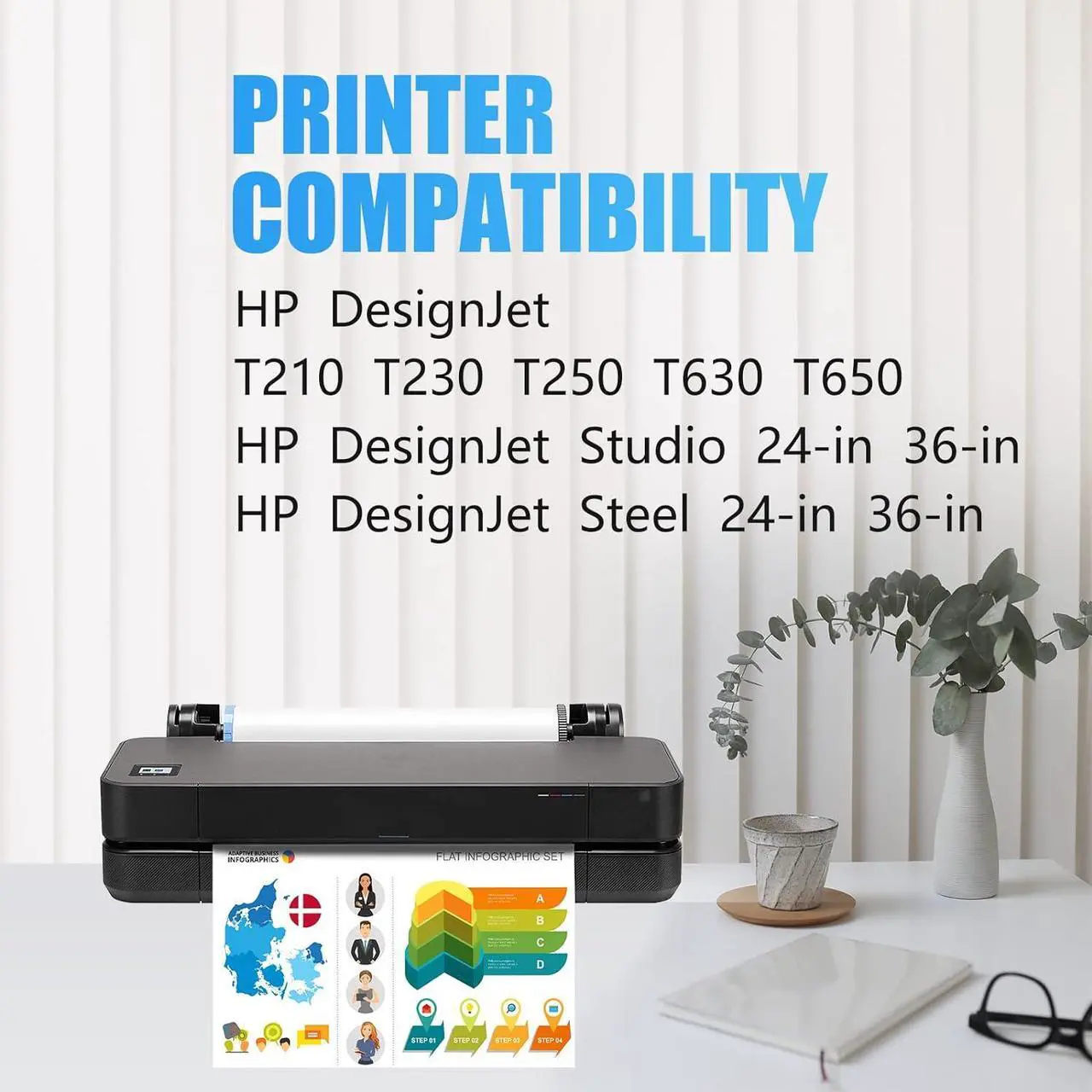 Alt view image 2 of 7 - Miss Deer 712XL Remanufactured Ink Cartridge Replacement  712 712XL Ink Cartridges,Work  DesignJet T210 T230 T250 T630 T650 Studio Plotter Printers 80ML for BK 29ML for CMY (4 Pack)