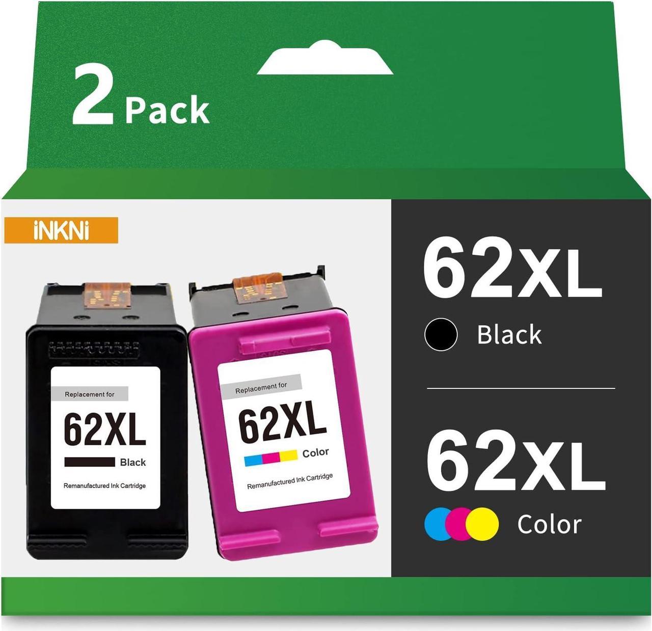 InkNI Remanufactured Ink Cartridge Replacement  62XL 62 XL C2P05AN C2P07AN for OfficeJet 200 250 Envy 5660 7640 7645 5740 5540 5642 5643 5746 5745 5640 5642 8000 Printer (Black Tri-Color)