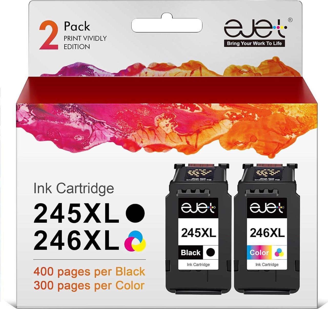 245XL 246XL Combo Pack Replacement for Canon Ink Cartridges 245 and 246 245XL 246XL Works with Canon Pixma MX490 MX492 MG2522 MG3022 MG2520 TS3100 TS3122 TS3300 TS3322 TR4522 (1 Black,1 Tri-Color)