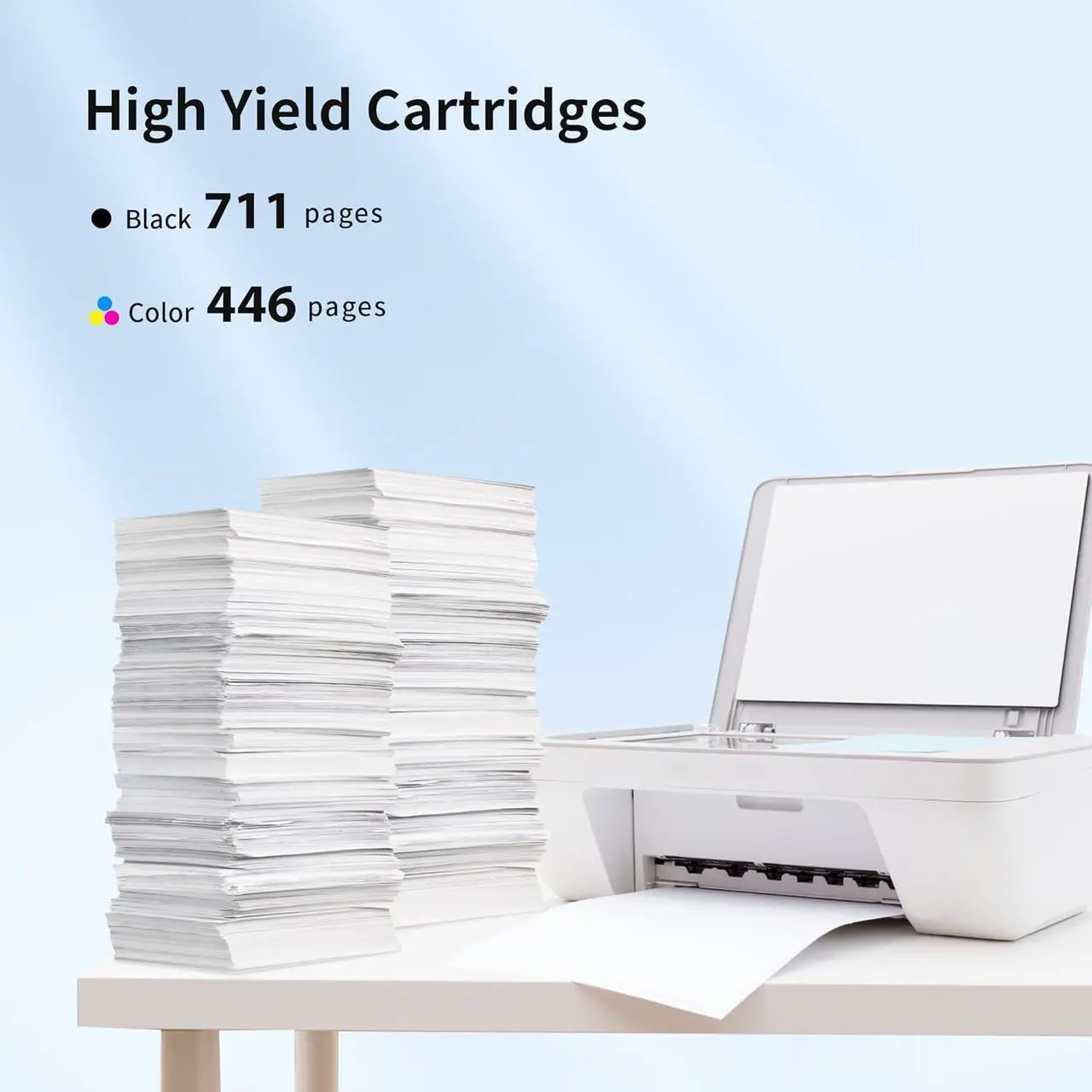 Alt view image 3 of 7 - 63XL Ink Cartridges Black and Color Replacement  Ink 63 63XL 63 Ink Cartridges  Printers DeskJet 1112, 2130, 3630 Series; Envy 4510, 4520; OfficeJet 3830, 4650, 5200 F6U63A F6U64A, 2 Pack
