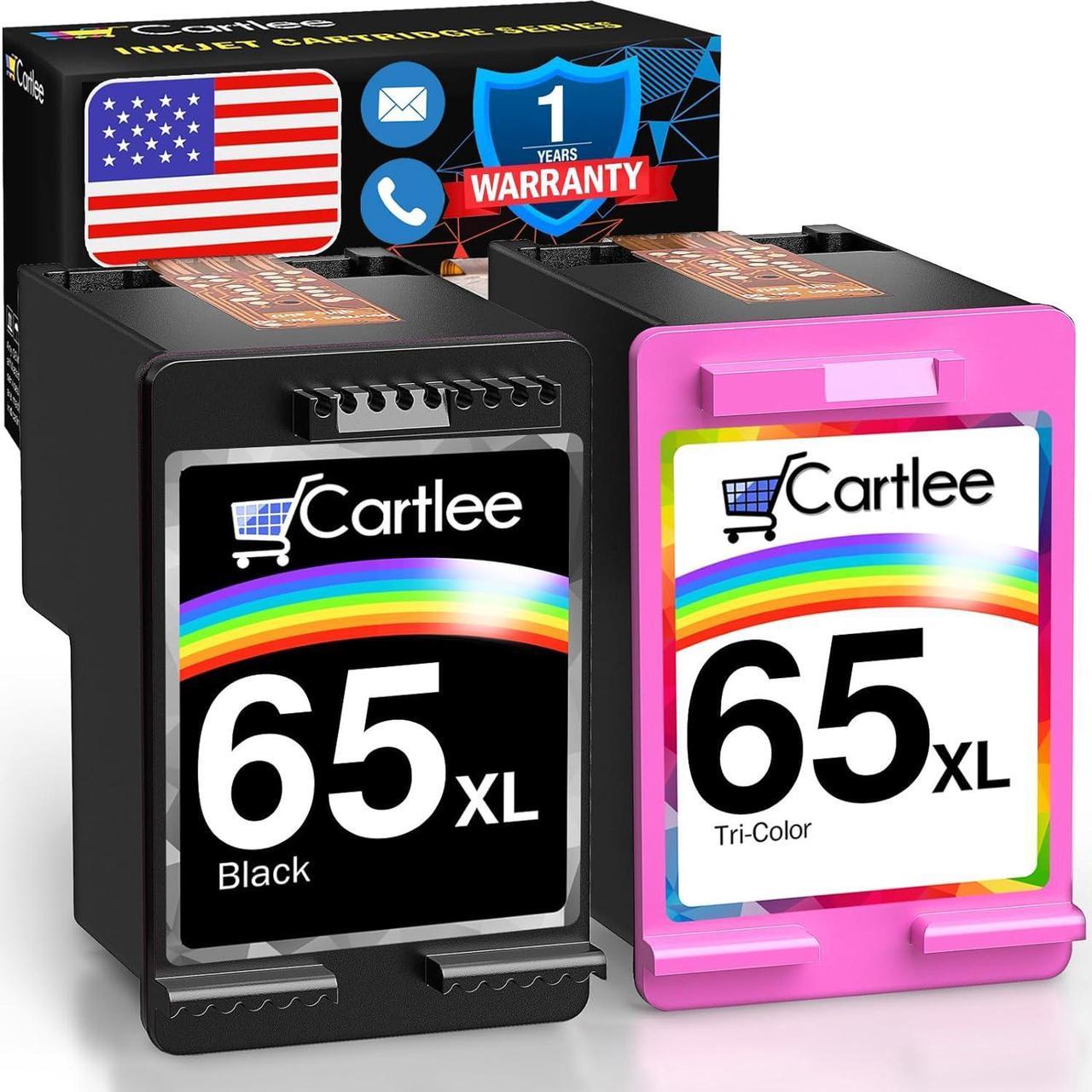 Cartlee 2 Pack Remanufactured 65XL 65 XL High Yield Ink Cartridges  DeskJet 2600 2622 2635 2652 2655 3700 3720 3722 3752 3755 Envy 5000 5052 5055 AMP 100 Printer Series Black and Color Combo