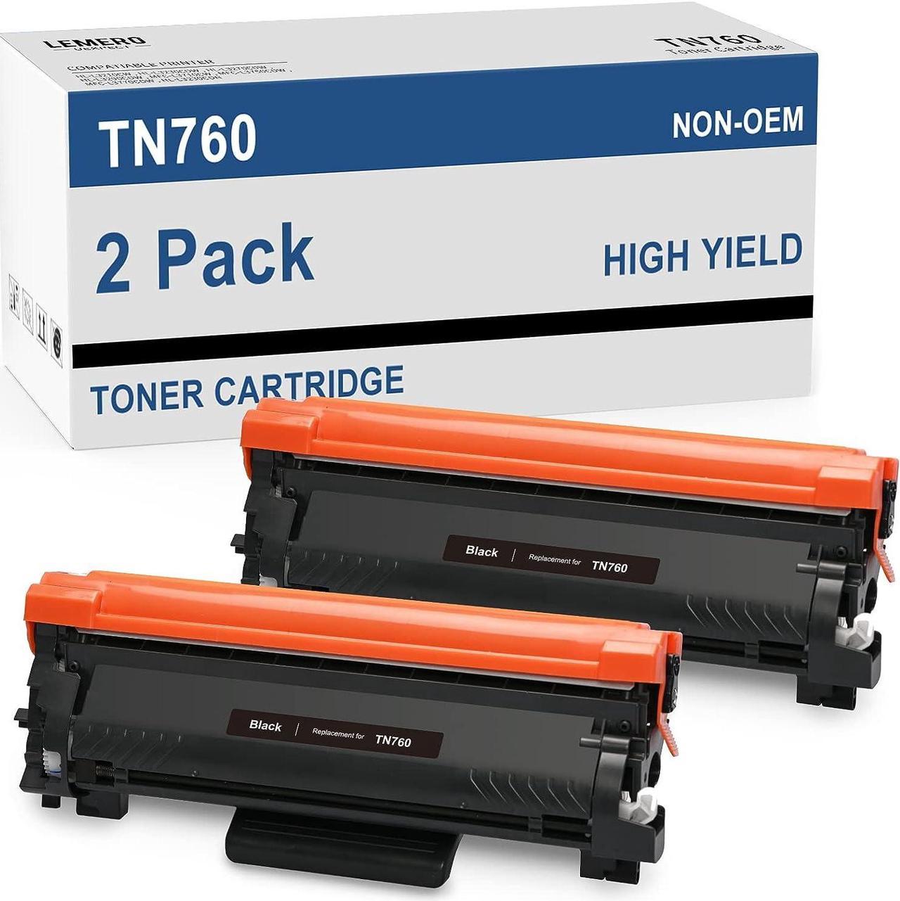 LemeroUexpect TN760 Compatible Toner Cartridge Replacement for Brother TN760 TN-760/TN-730 Black High Yield Toner TN730 for HL-L2350DW L2370DW MFC-L2750DW L2710DW DCP-L2550DW L2395DW Printer