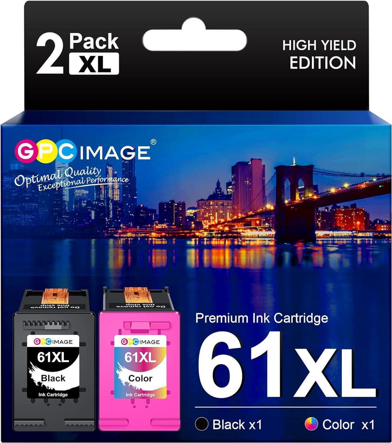 GPC Image Remanufactured Ink Cartridge Replacement  61XL 61 XL Compatible with Envy 4500 5530 4502 Officejet 4630 4632 4635 Deskjet 2540 1000 3050 Printer Tray(1 Black 1 Tri-Color)