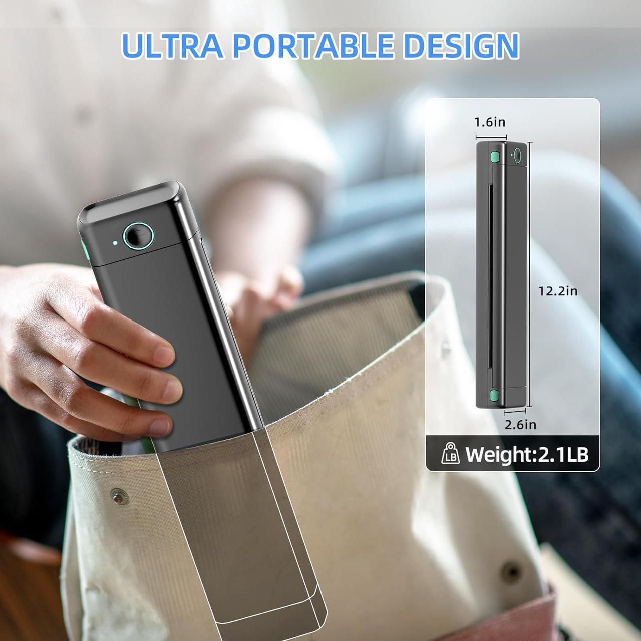 Alt view image 2 of 7 - Portable Printers Wireless for Travel, Inkless Thermal Printer, M08F Bluetooth Mobile Printer Support 8.5" X 11" US Letter, Compatible with Android and iOS & Laptop, Home Use/Office/On The Go