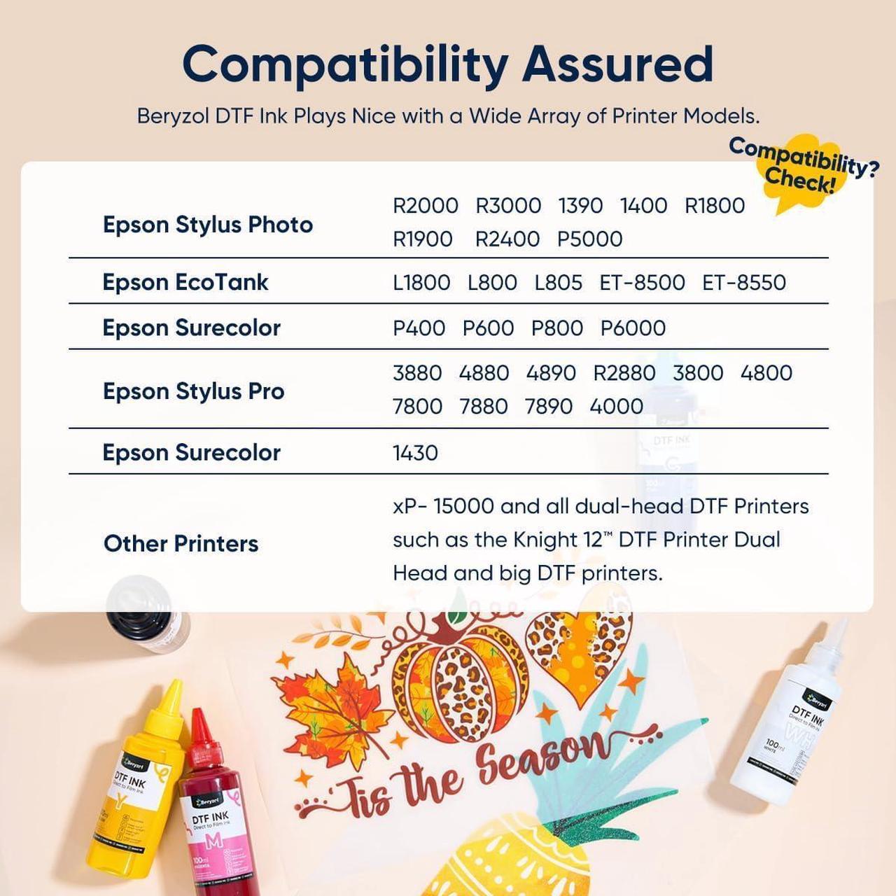 Alt view image 5 of 6 - Premium DTF Ink 500ml x 6, DTF Transfer Ink Conversion Kit, Refill for DTF Printers Epson ET-8550, XP-15000, L1800, L805, R1390, R2400, DX7, Heat Transfer Printing Direct to Film(CMYK + 2Wh)