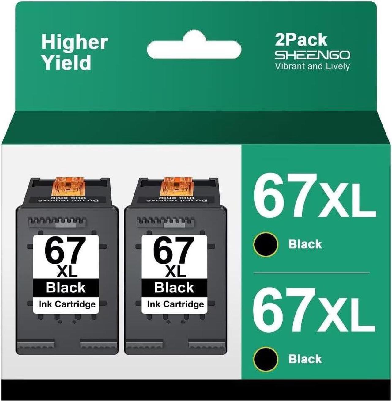 67XL Black Ink Cartridges High Yield Replacement  Ink 67 67 XL for Envy 6055e 6055 6052 6075 Envy Pro 6455e 6455 6475 6452 6458 DeskJet 4155 2755e 2755 4052 Printer (2 Black)