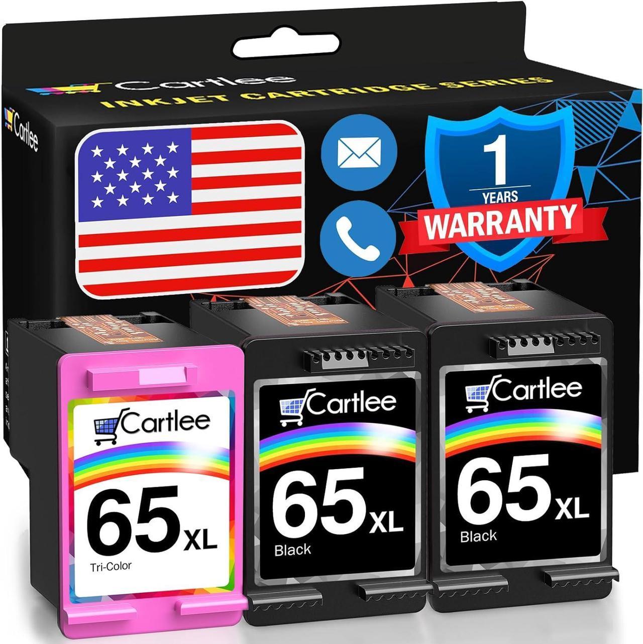 Cartlee 3 Pack Remanufactured 65XL 65 XL High Yield Ink Cartridges  DeskJet 2600 2622 2635 2652 2655 3700 3720 3722 3752 3755 Envy 5000 5052 5055 AMP 100 Printer Series Black and Color Combo