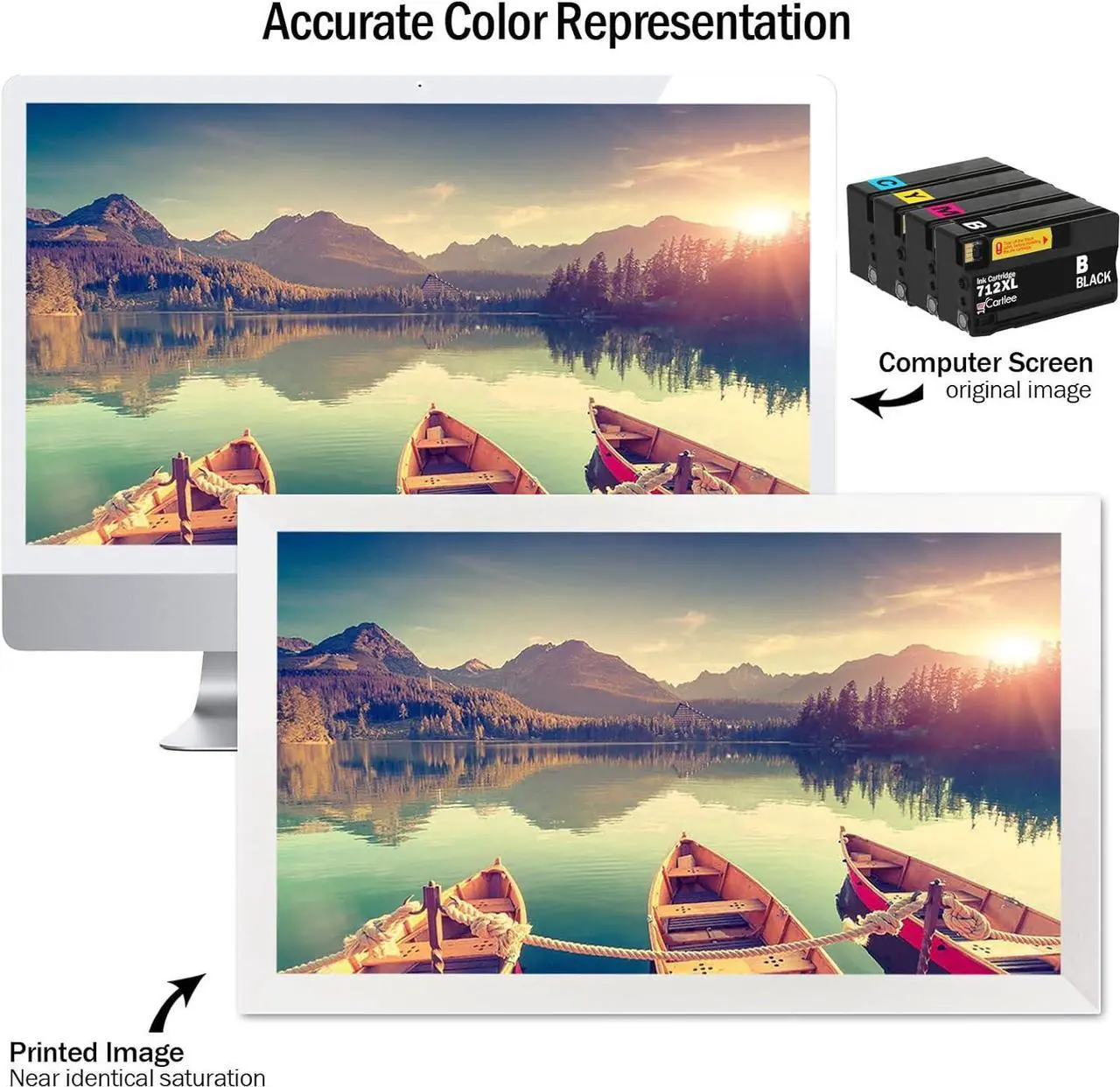 Alt view image 4 of 6 - Cartlee Compatible Ink Cartridges Replacement  712 712XL Ink Cartridges  for DesignJet T210 T230 T250 T630 T650 Studio Plotter Printers (1 Black, 1 Cyan, 1 Magenta, 1 Yellow)