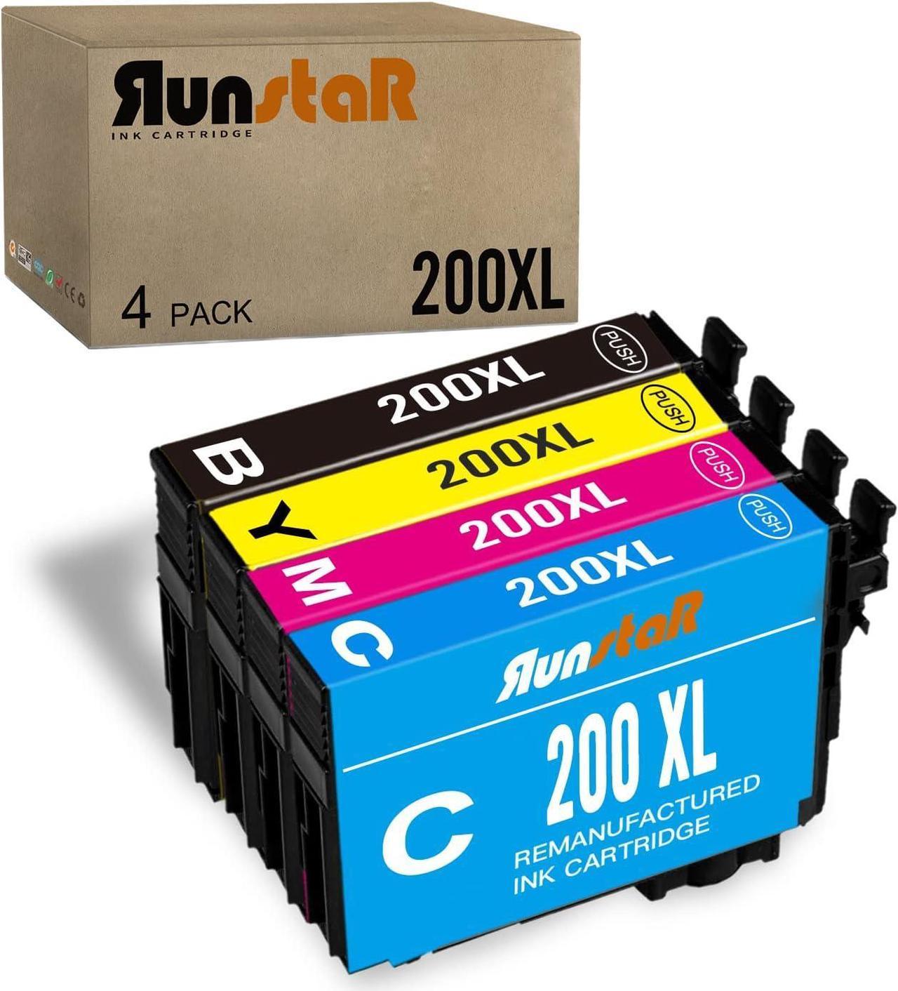 Run Star Remanufactured Ink Cartridge Replacement for Epson 200XL T200XL 200 T200 XL for Expression Home XP-200 XP-300 XP-310 XP-400 XP-410 Workforce WF-2520 WF-2530 WF-2540 Black Cyan Magenta Yellow