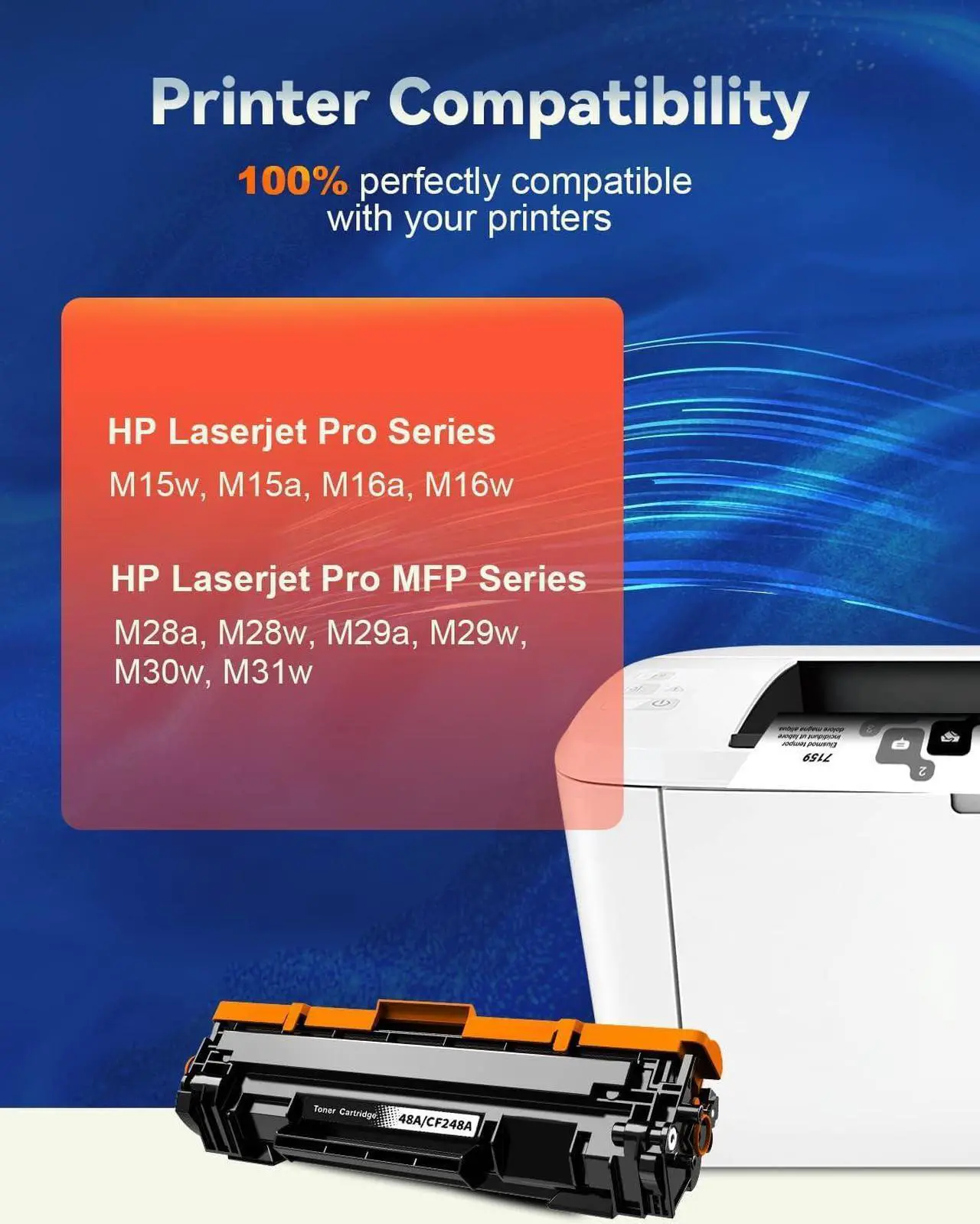 Alt view image 2 of 7 - {Latest Chip} CF248A 48A Toner Cartridge Replacement  Laserjet 48A Black Toner Cartridge  Laserjet Pro M15w M15a M16a M16w MFP M29w M28a M28w M31w M30w Printers (2 Packs)