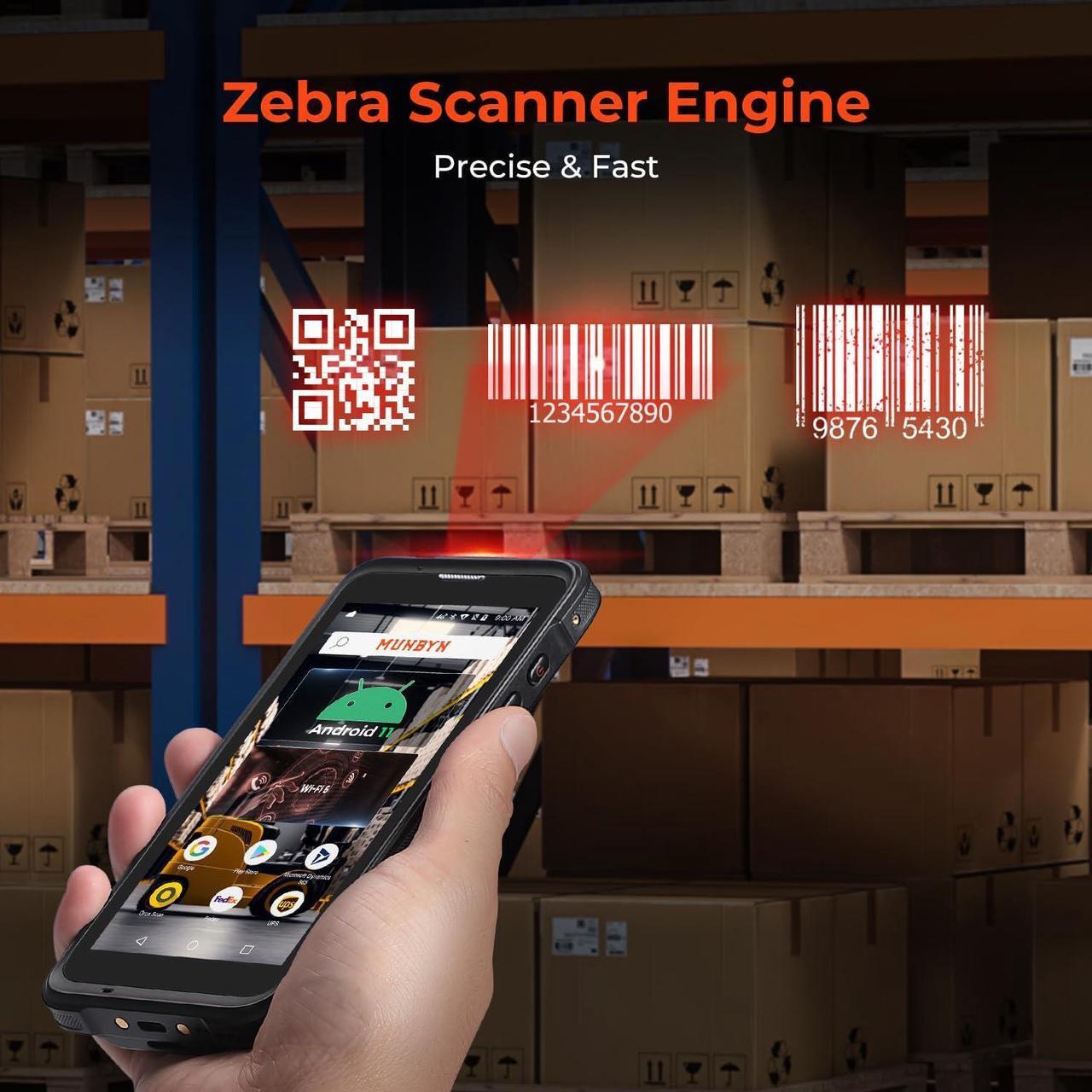 Alt view image 5 of 7 - MUNBYN Android Barcode Scanner with Full Screen, Android Barcode Scanner, Rugged PDA Handheld Mobile Computer Android 11, BT 5.1, Wi-Fi 6, 1D/2D/QR Zebra Scanner, Wireless Inventory Barcode Scanner