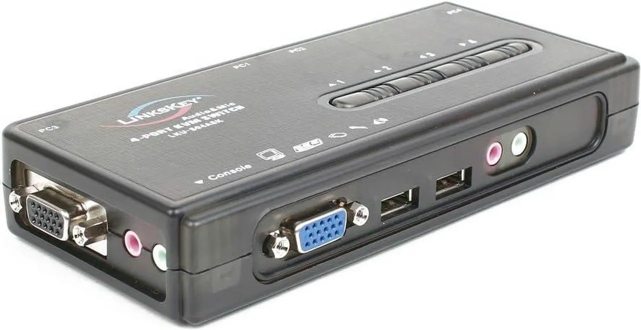 Alt view image 2 of 7 - Linkskey 4-Port USB Audio and Mic KVM Switch with 4 Sets of 6-Feet 3-in-1 Cables (LKU-S04ASK)