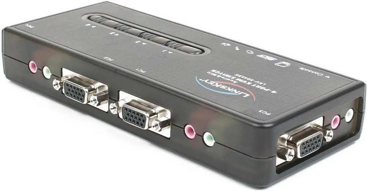 Alt view image 4 of 7 - Linkskey 4-Port USB Audio and Mic KVM Switch with 4 Sets of 6-Feet 3-in-1 Cables (LKU-S04ASK)