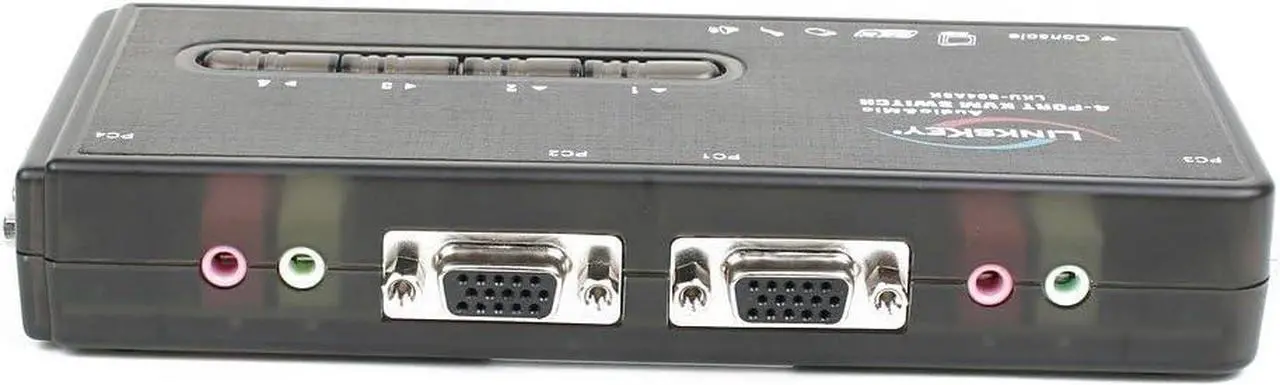 Alt view image 5 of 7 - Linkskey 4-Port USB Audio and Mic KVM Switch with 4 Sets of 6-Feet 3-in-1 Cables (LKU-S04ASK)