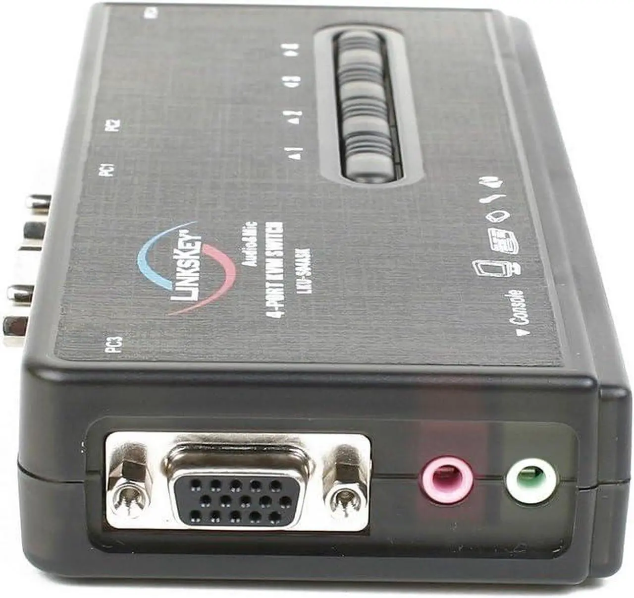 Alt view image 3 of 7 - Linkskey 4-Port USB Audio and Mic KVM Switch with 4 Sets of 6-Feet 3-in-1 Cables (LKU-S04ASK)