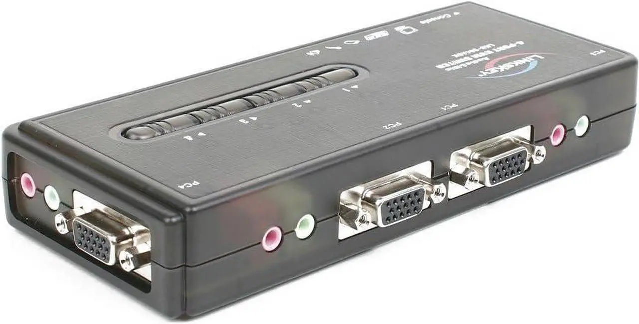 Alt view image 6 of 7 - Linkskey 4-Port USB Audio and Mic KVM Switch with 4 Sets of 6-Feet 3-in-1 Cables (LKU-S04ASK)