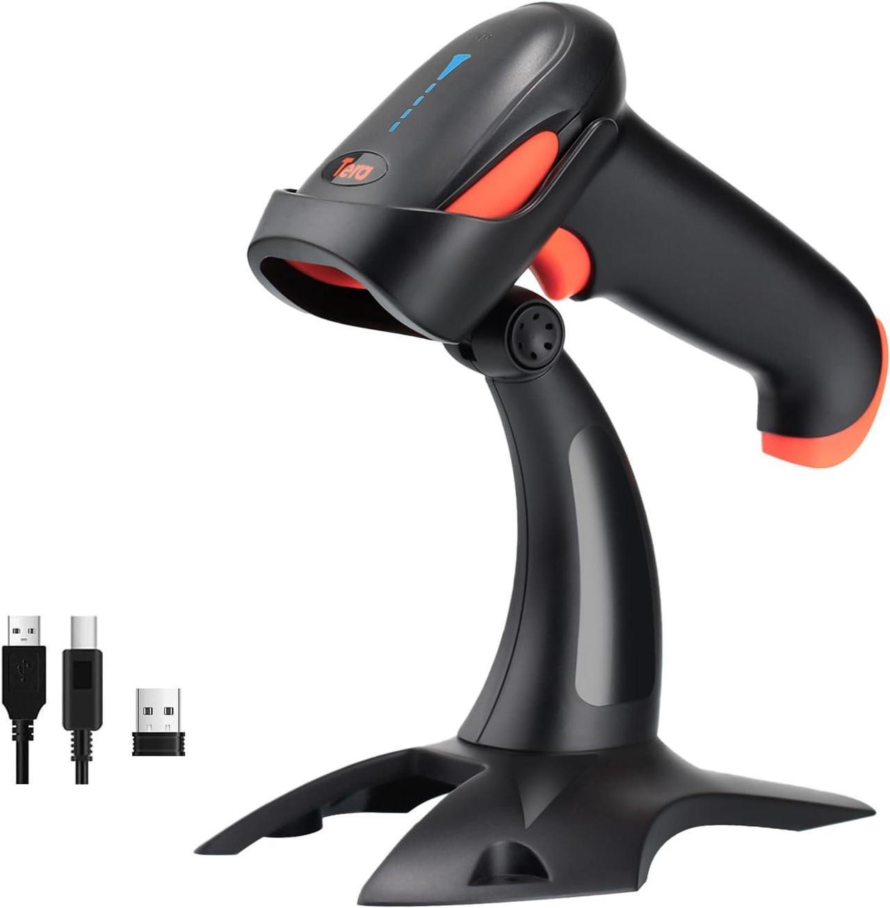 Tera Pro 2023 Newest    Wireless 1D 2D QR Barcode Scanner, 3 in 1 Works with Bluetooth & 2.4G Wireless & USB Wired, Barcode Reader with Vibration Alert HW0002