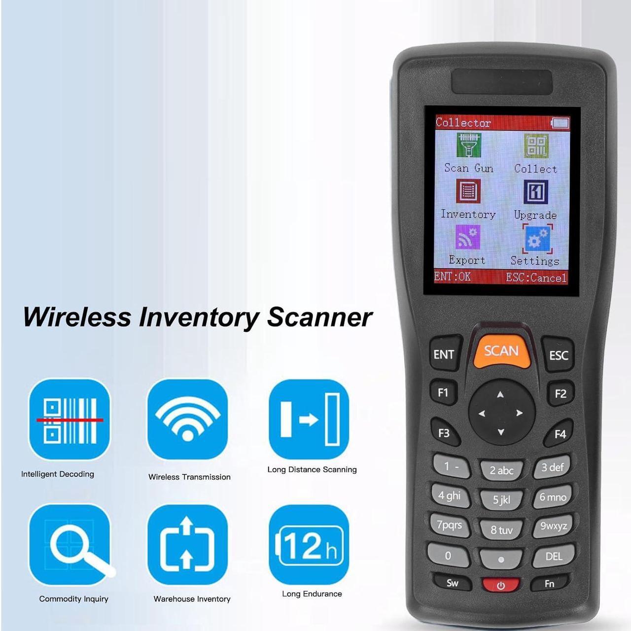 Alt view image 2 of 7 - 1D CCD Wireless Barcode Scanner, 2.4G Rechargeable Bar Code Reader, with 2.2 Inch TFT Color LCD Screen, for Barcode Scanning, Inventory Counting