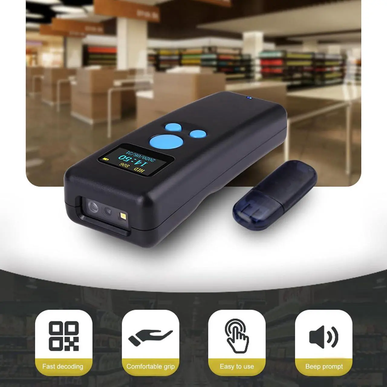 Alt view image 5 of 7 - Wireless USB Bar Code Reader, Interference Resistant 2 Upload Mode Fast Decoding Barcode Scanner with 2.4G Receiver for Store (1D M8L)
