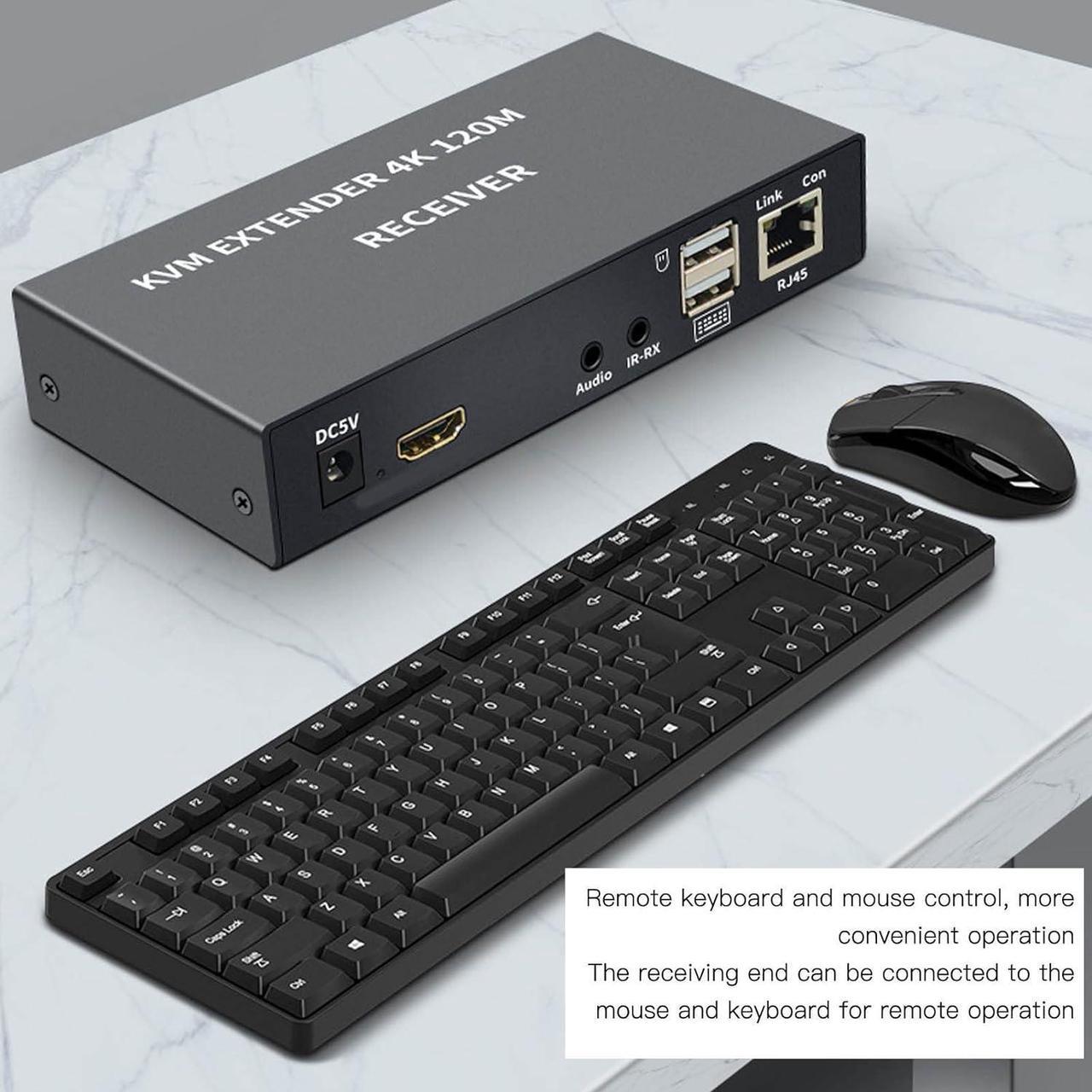 Alt view image 5 of 7 - Vbestlife 4K HD Multimedia Interface Extender, CAT 5E 6 120m, Plug and Play, KVM Single Network Extender for Keyboard and Mouse, for PS3 4, Computer Host(Black)