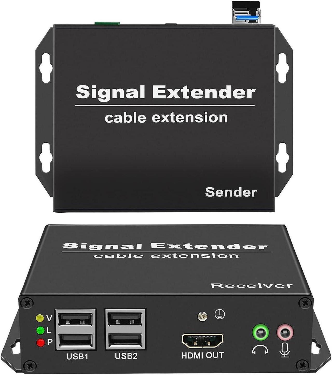 Main image of LornCeng 4K HDMI KVM USB Extender with Loop Out Over Fiber up to 20KM, KVM HDMI Fiber Optic Extender Zero Latency 4K@30hz HDMI Extender Over IP, 4 Ports USB2.0, IR Control, Bidirectional RS-232&Audio