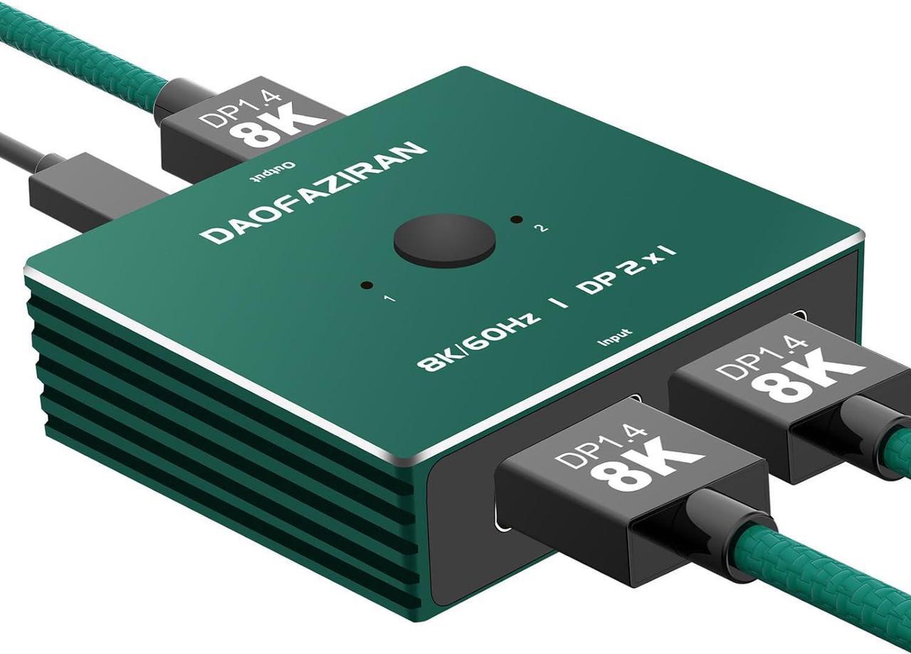 Main image of Display Port Switch Box 2 in 1 Out,Displayport 2.0/1.4 Switch Splitter Switches,displayport switcher,dp Switch 2 in 1 Out,8k@60HZ 4k@144HZ@175HZ@200HZ@240HZ,Compatible with PC Host Monitor Laptop et