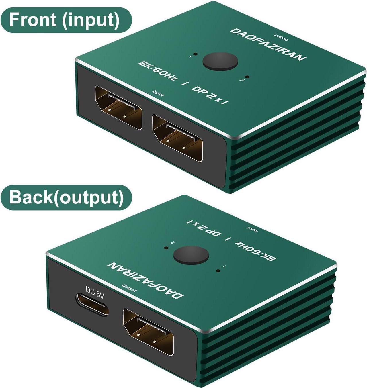 Alt view image 2 of 7 - Display Port Switch Box 2 in 1 Out,Displayport 2.0/1.4 Switch Splitter Switches,displayport switcher,dp Switch 2 in 1 Out,8k@60HZ 4k@144HZ@175HZ@200HZ@240HZ,Compatible with PC Host Monitor Laptop et