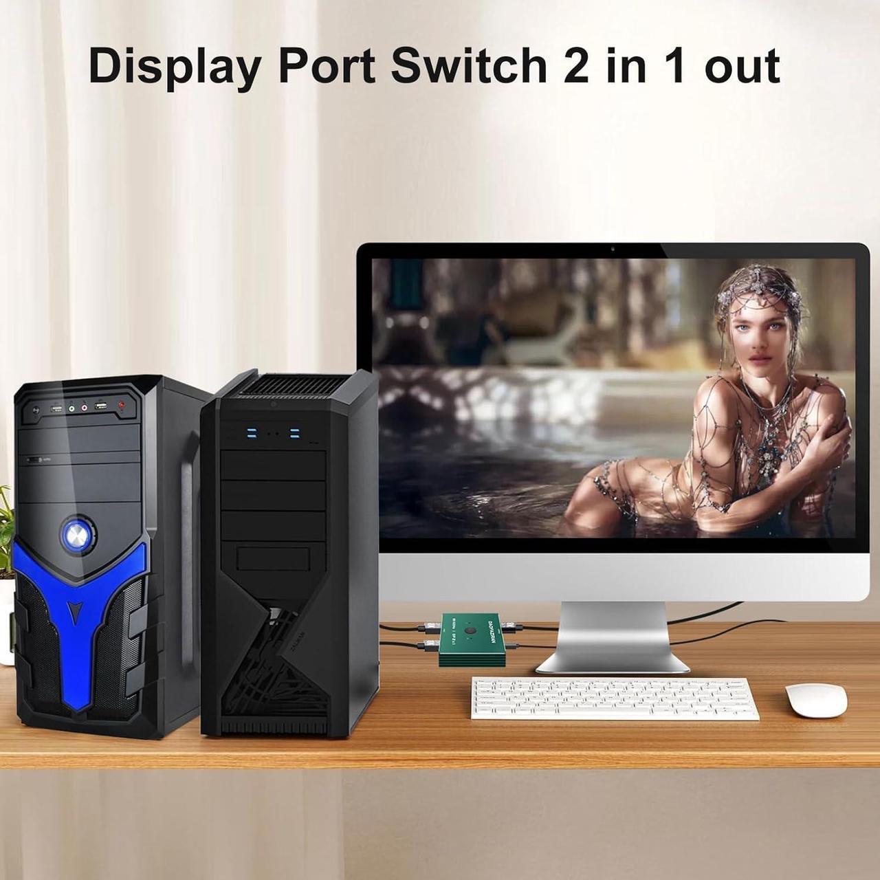 Alt view image 3 of 7 - Display Port Switch Box 2 in 1 Out,Displayport 2.0/1.4 Switch Splitter Switches,displayport switcher,dp Switch 2 in 1 Out,8k@60HZ 4k@144HZ@175HZ@200HZ@240HZ,Compatible with PC Host Monitor Laptop et