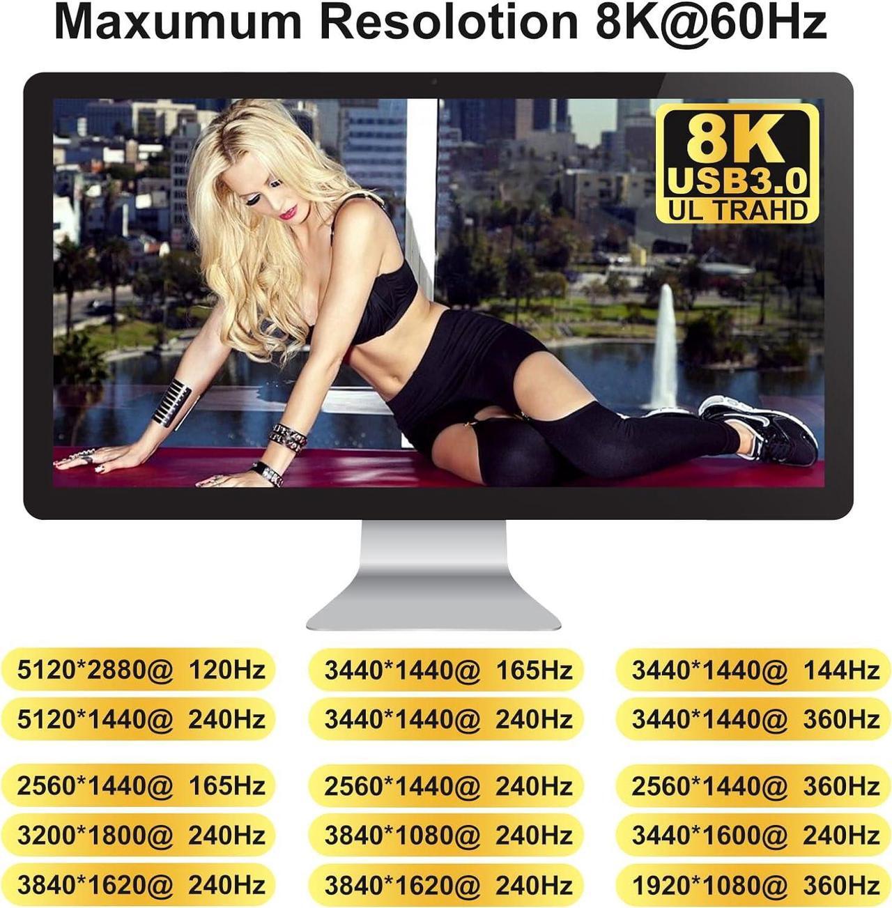 Alt view image 6 of 7 - Display Port Switch Box 2 in 1 Out,Displayport 2.0/1.4 Switch Splitter Switches,displayport switcher,dp Switch 2 in 1 Out,8k@60HZ 4k@144HZ@175HZ@200HZ@240HZ,Compatible with PC Host Monitor Laptop et