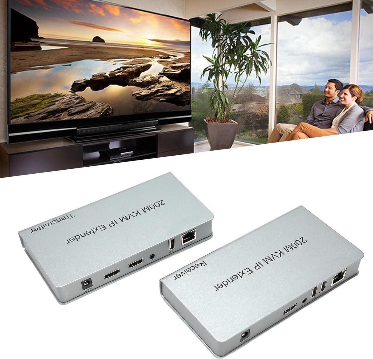 Alt view image 4 of 7 - 200m HD Multimedia Interface KVM Extender, 100240V 1080P KVM IP Extender by UTP STP Low Latency USB for RJ45 Display (US Plug)