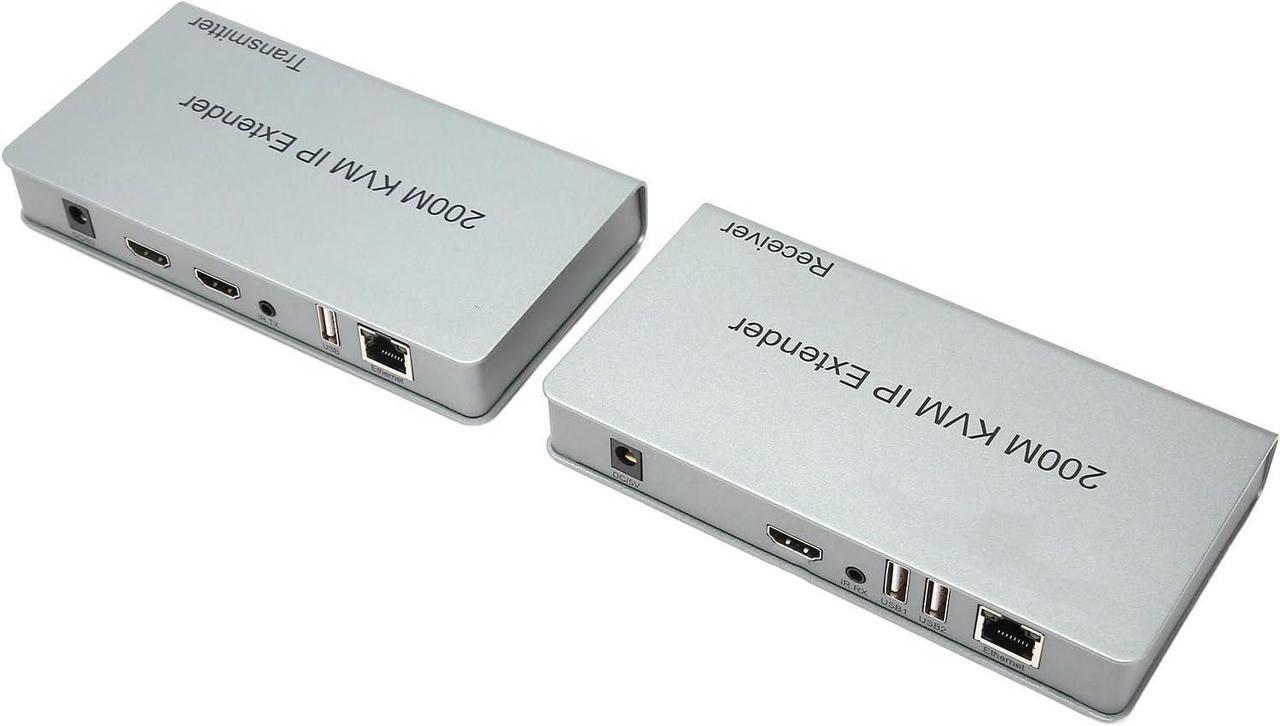 Alt view image 3 of 7 - 200m HD Multimedia Interface KVM Extender, 100240V 1080P KVM IP Extender by UTP STP Low Latency USB for RJ45 Display (US Plug)