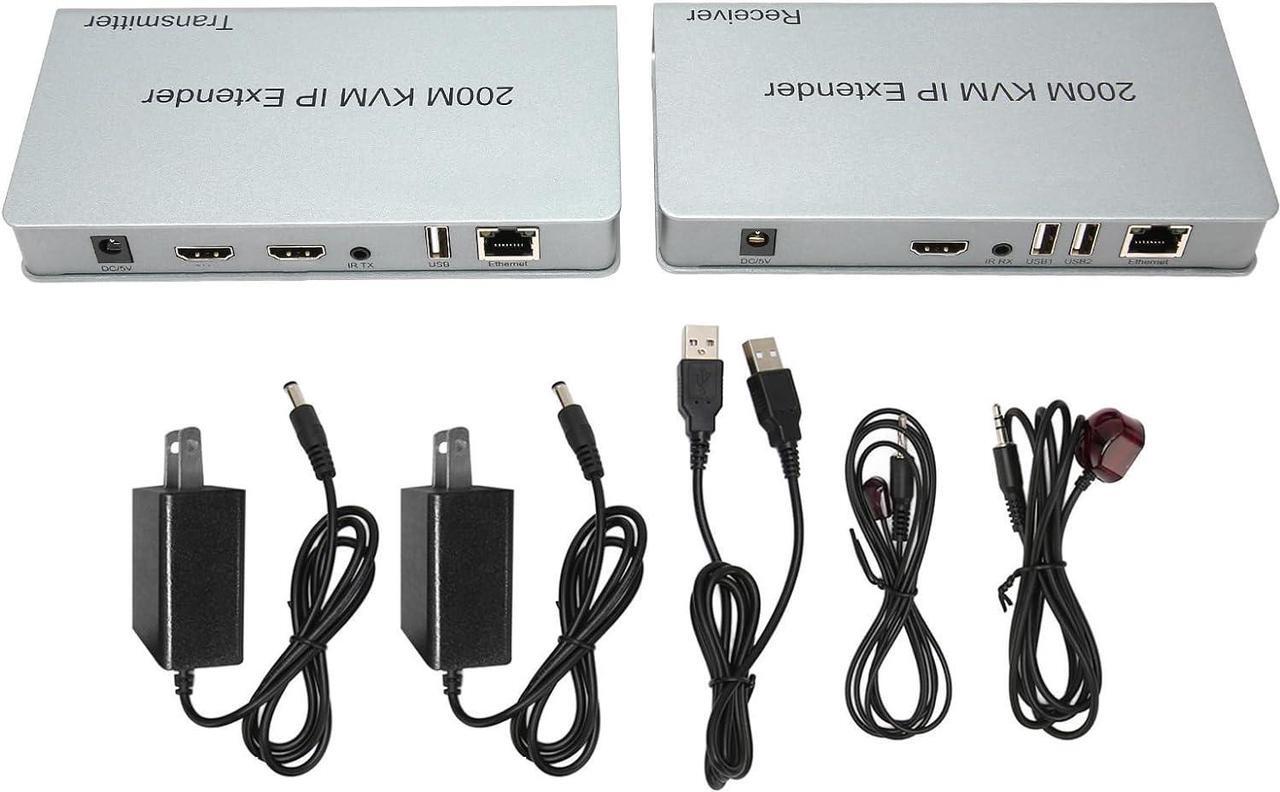 Alt view image 6 of 7 - 200m HD Multimedia Interface KVM Extender, 100240V 1080P KVM IP Extender by UTP STP Low Latency USB for RJ45 Display (US Plug)