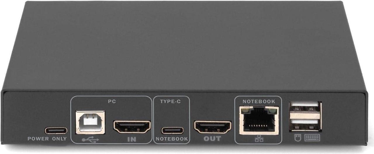 Alt view image 7 of 7 - Digitus KVM Switch HDMI - USB-C for Notebook Port - 2-Port Single Display - 2 PC 1 Monitor - 1 x Mouse, Keyboard & Audio for 2 Computers - RJ45 LAN Port & USB-C Hub for Laptop - Black