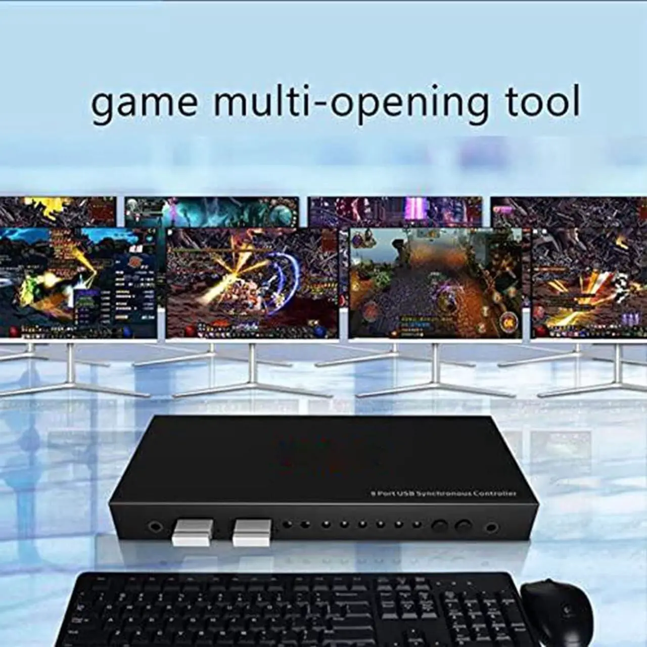 Alt view image 3 of 7 - Ennovor 8 Port Computer Synchronizer - USB Synchronizer/Sharer, DNF Brush Gold 8 Ports Keyboard and Mouse Synchronizer, KVM Switch/Distributor, Plug and Play Synchronizer