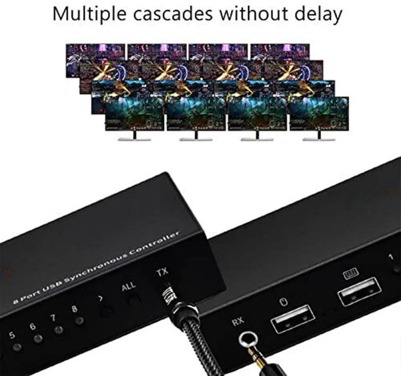Alt view image 4 of 7 - Ennovor 8 Port Computer Synchronizer - USB Synchronizer/Sharer, DNF Brush Gold 8 Ports Keyboard and Mouse Synchronizer, KVM Switch/Distributor, Plug and Play Synchronizer