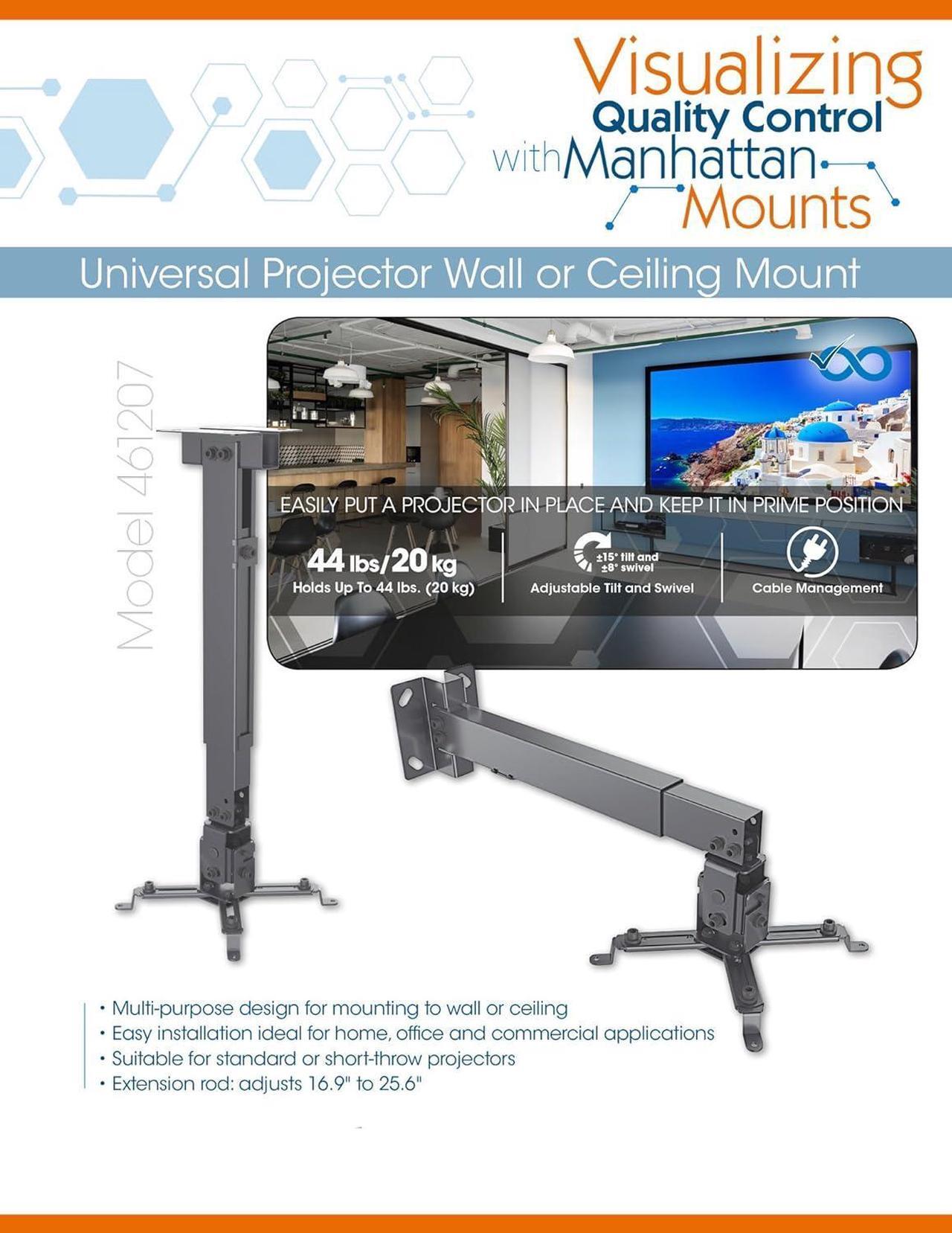 Alt view image 5 of 5 - MANHATTAN Universal Projector Wall/Ceiling Mount up to 20 Kg/ 44 lbs