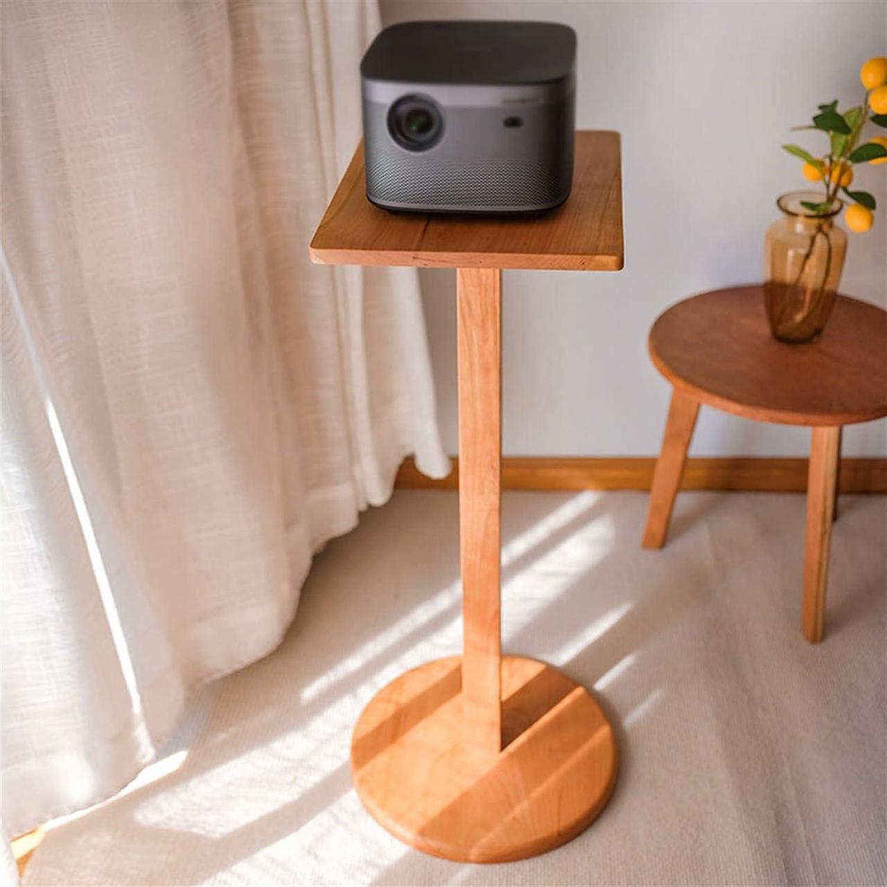 Alt view image 4 of 5 - TOMYEUS Projector Mounts Projector Stand Heavy-Duty Floor-Standing Projector Shelf Home Living Room Bedside Conference Room Solid Wood Projector Rack Large Audio Stand Projector Accessories