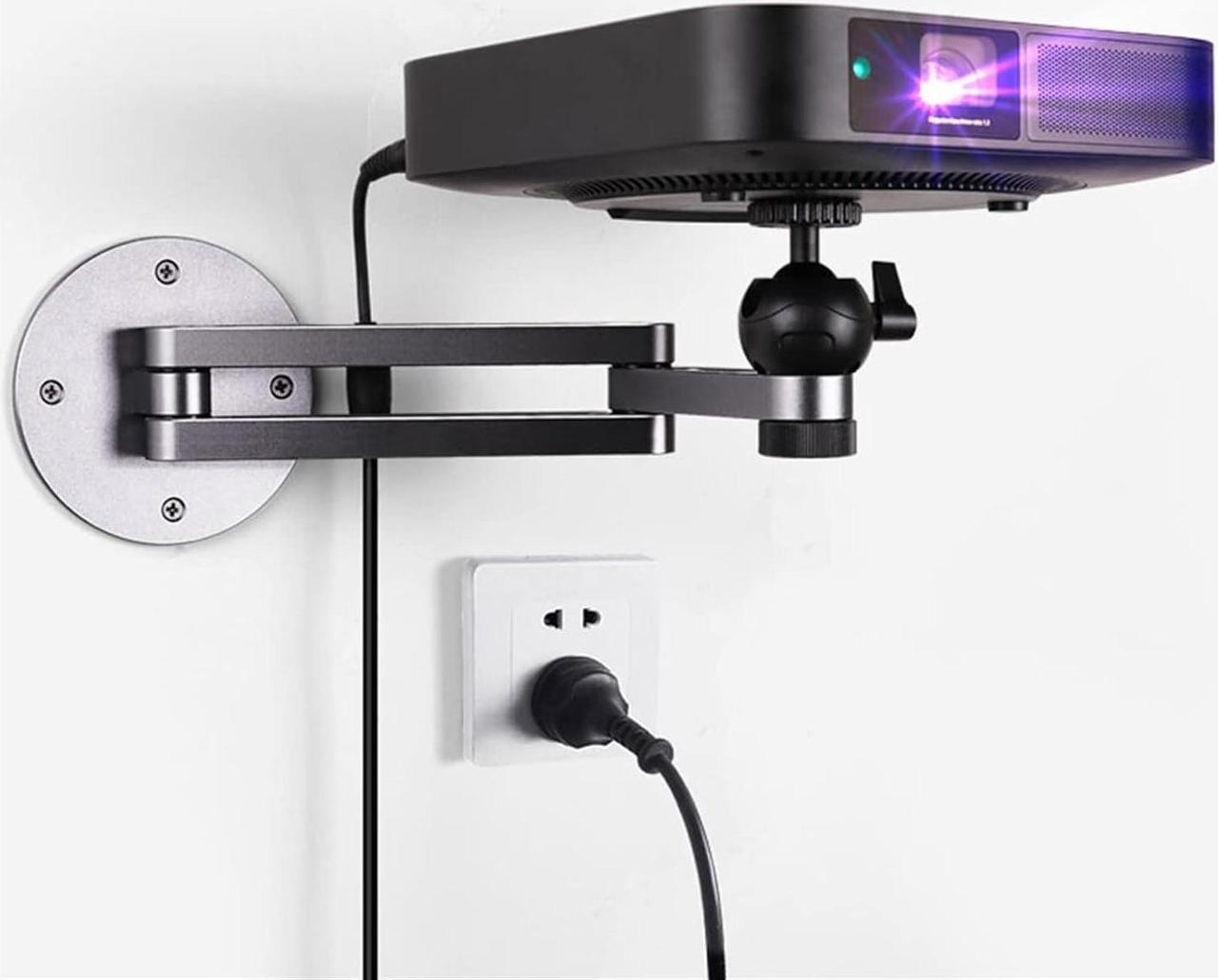 Alt view image 7 of 7 - Home Projector Stand Projector Rack Aluminum Alloy Wall-mounted Projector Stand Conference Room Projector Hanger Bedroom Living Room Retractable Foldable Universal Projector Stand Projector Mount
